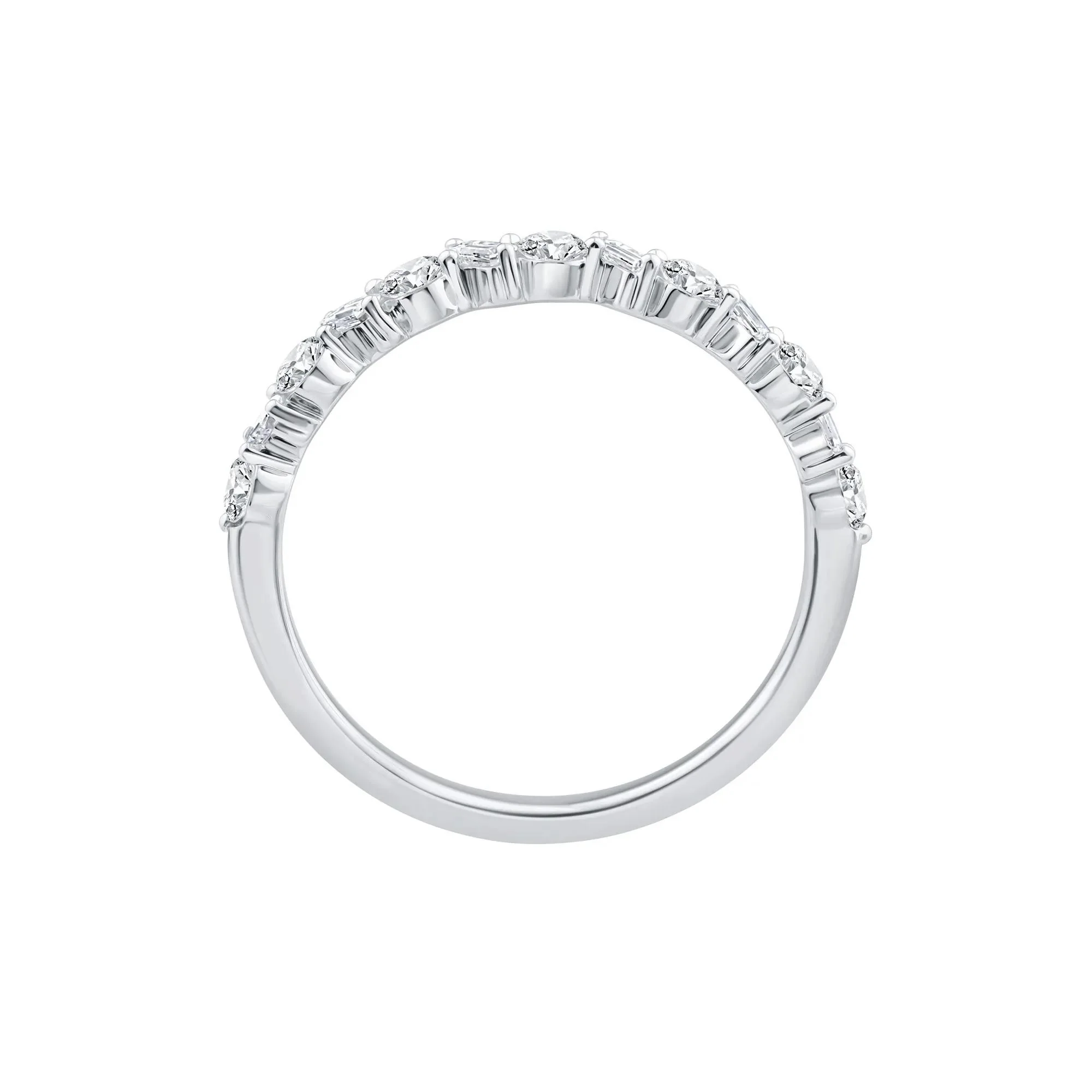 1/2 CT. Tw. Lab Grown Diamond Band Ring 10K White Gold Round Brilliant Cut Size 8