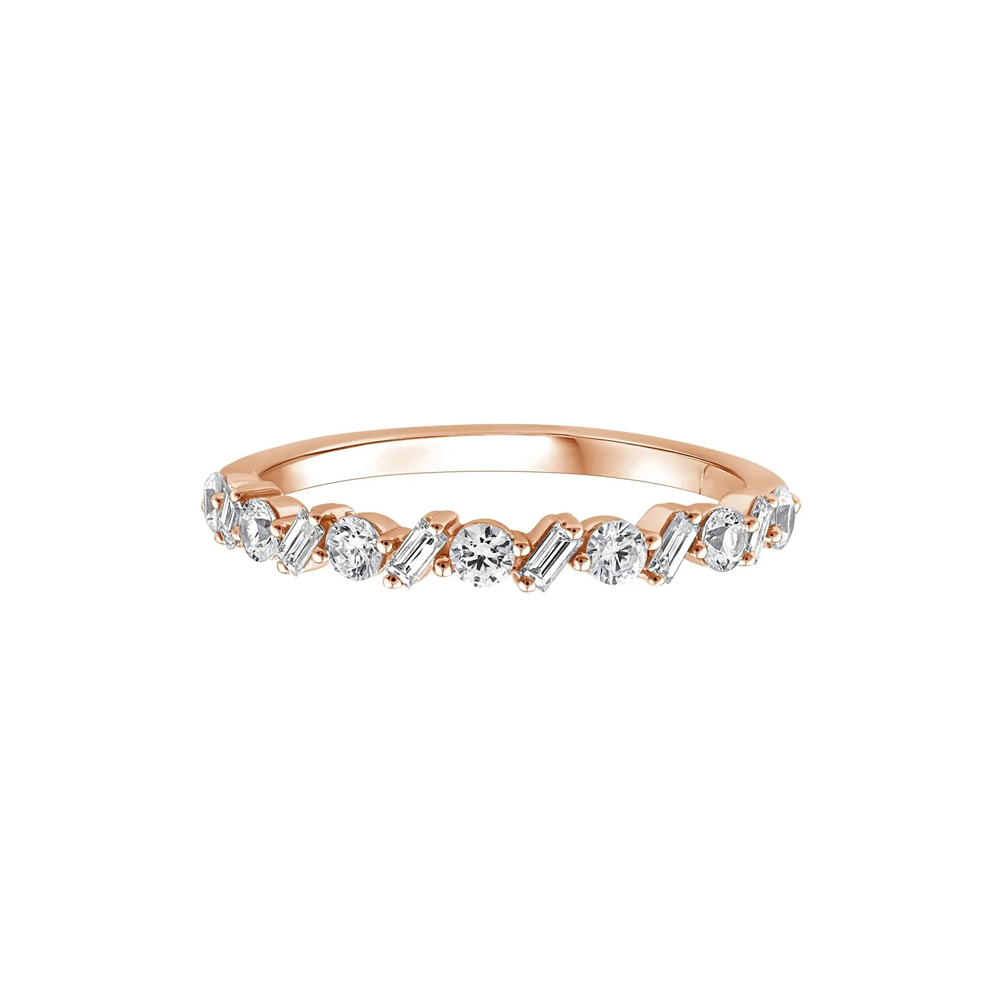 1/2 CT. Tw. Lab Grown Diamond Band Ring 10K Rose Gold Round Brilliant Cut Size 5.5 - Image 3