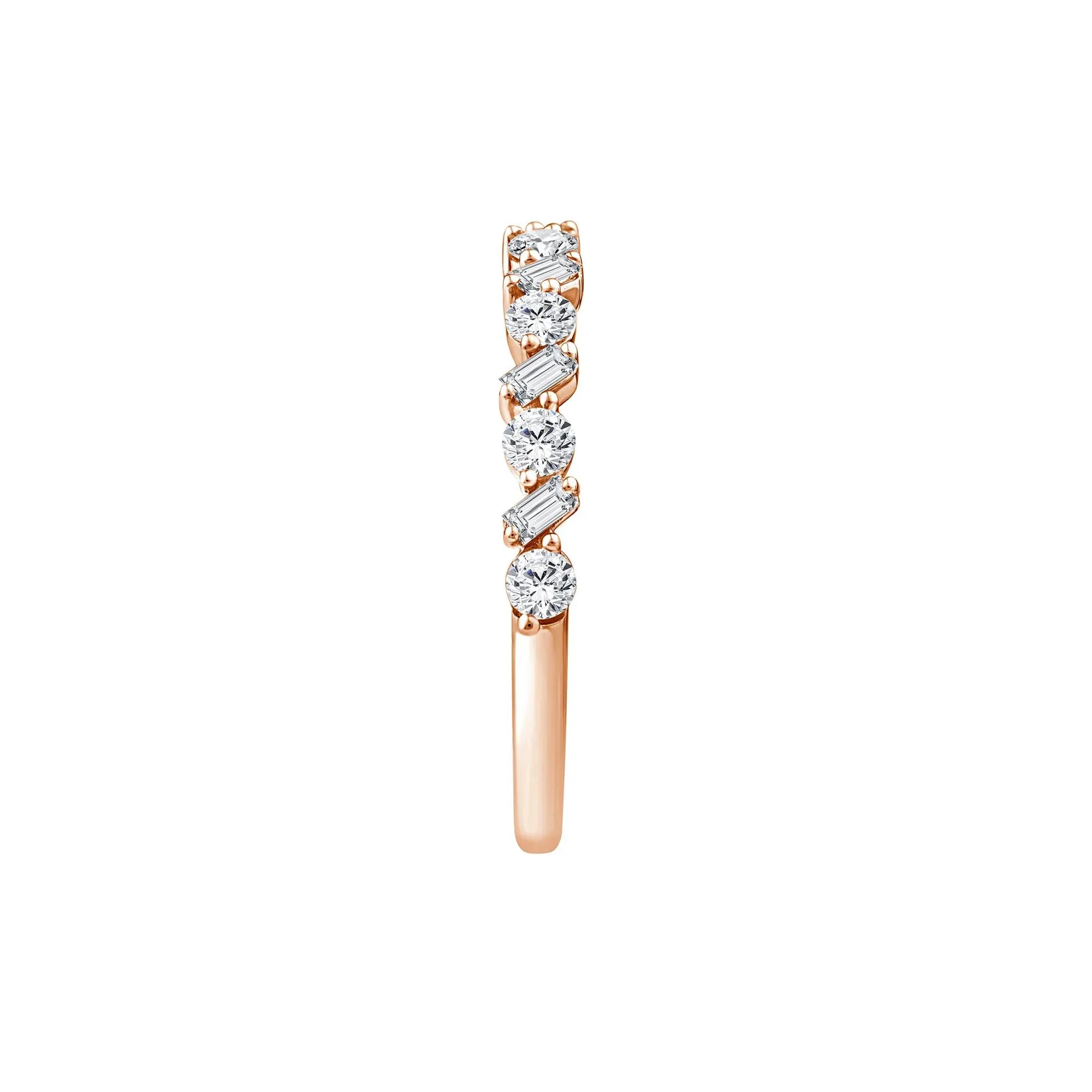 1/2 CT. Tw. Lab Grown Diamond Band Ring 10K Rose Gold Round Brilliant Cut Size 6 - Image 2