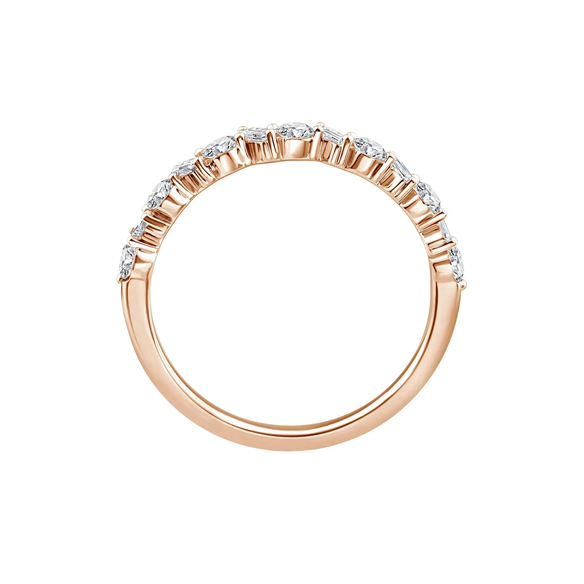 1/2 CT. Tw. Lab Grown Diamond Band Ring 10K Rose Gold Round Brilliant Cut Size 6.5