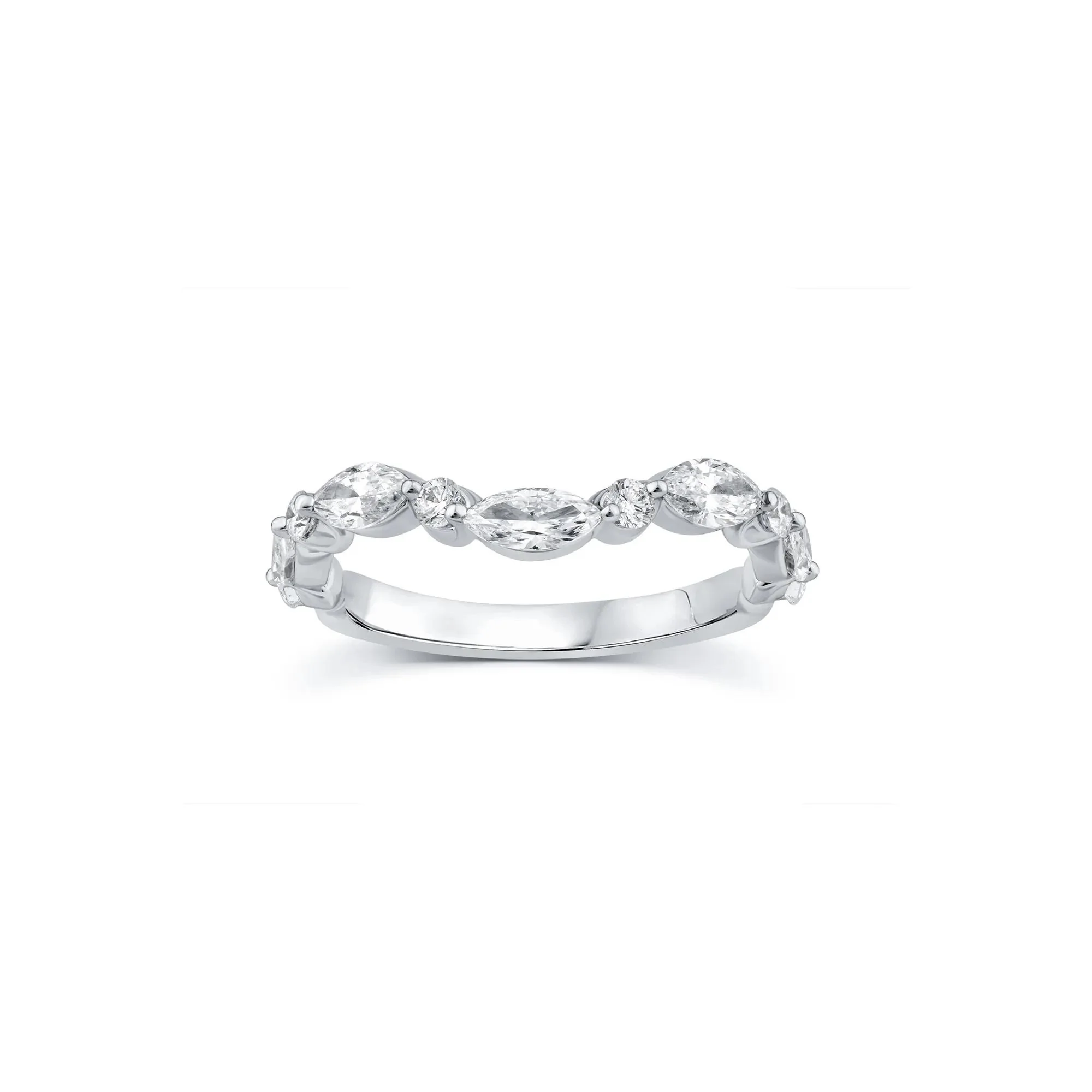 1 CT. Tw. Lab Grown Diamond Contour Band Ring 14K White Gold Round Brilliant Cut Size 8 - Image 3