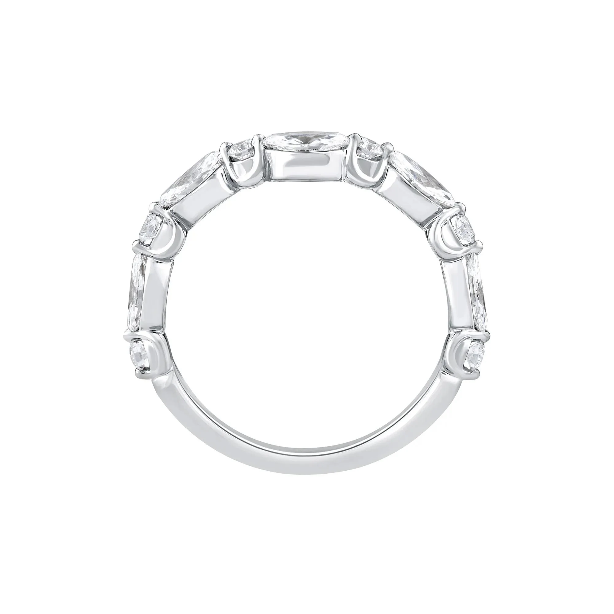 1 CT. Tw. Lab Grown Diamond Contour Band Ring 14K White Gold Round Brilliant Cut Size 8.5