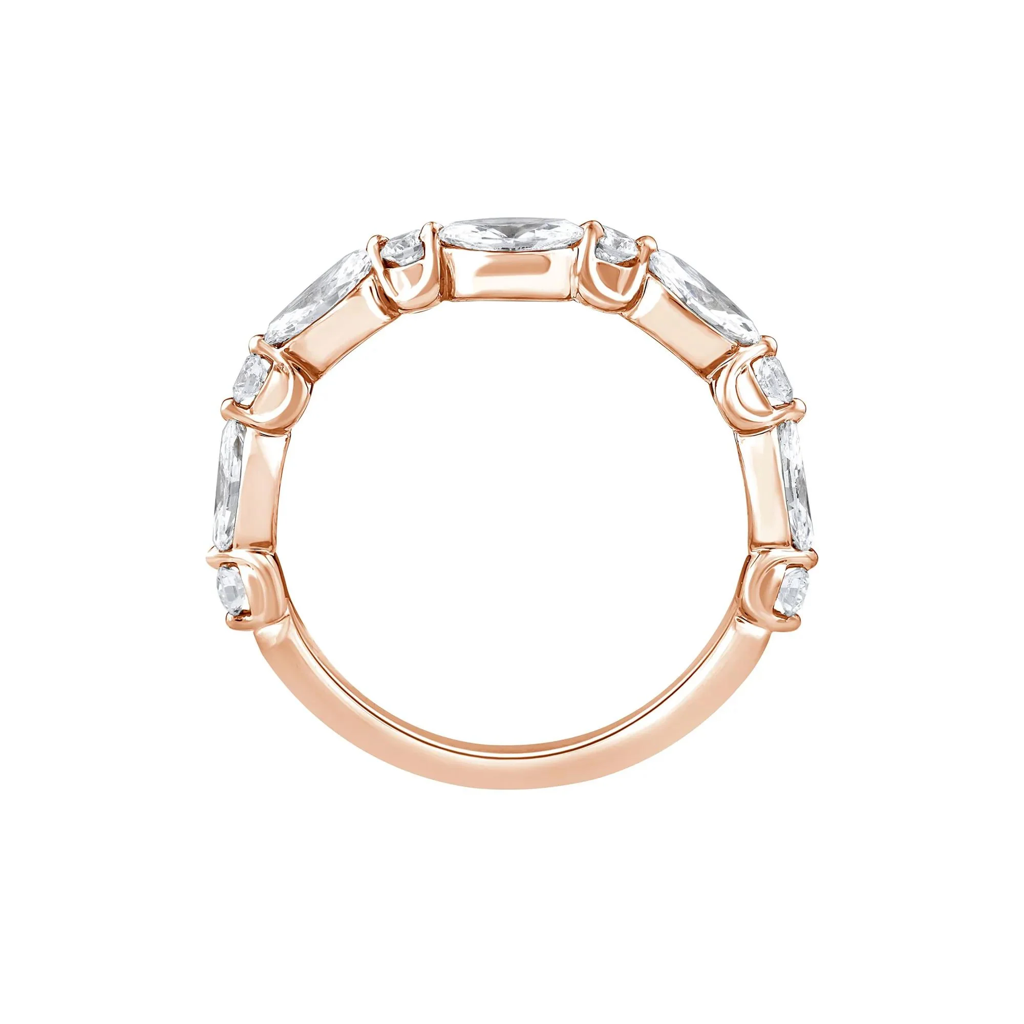 1 CT. Tw. Lab Grown Diamond Contour Band Ring 14K Rose Gold Round Brilliant Cut Size 6