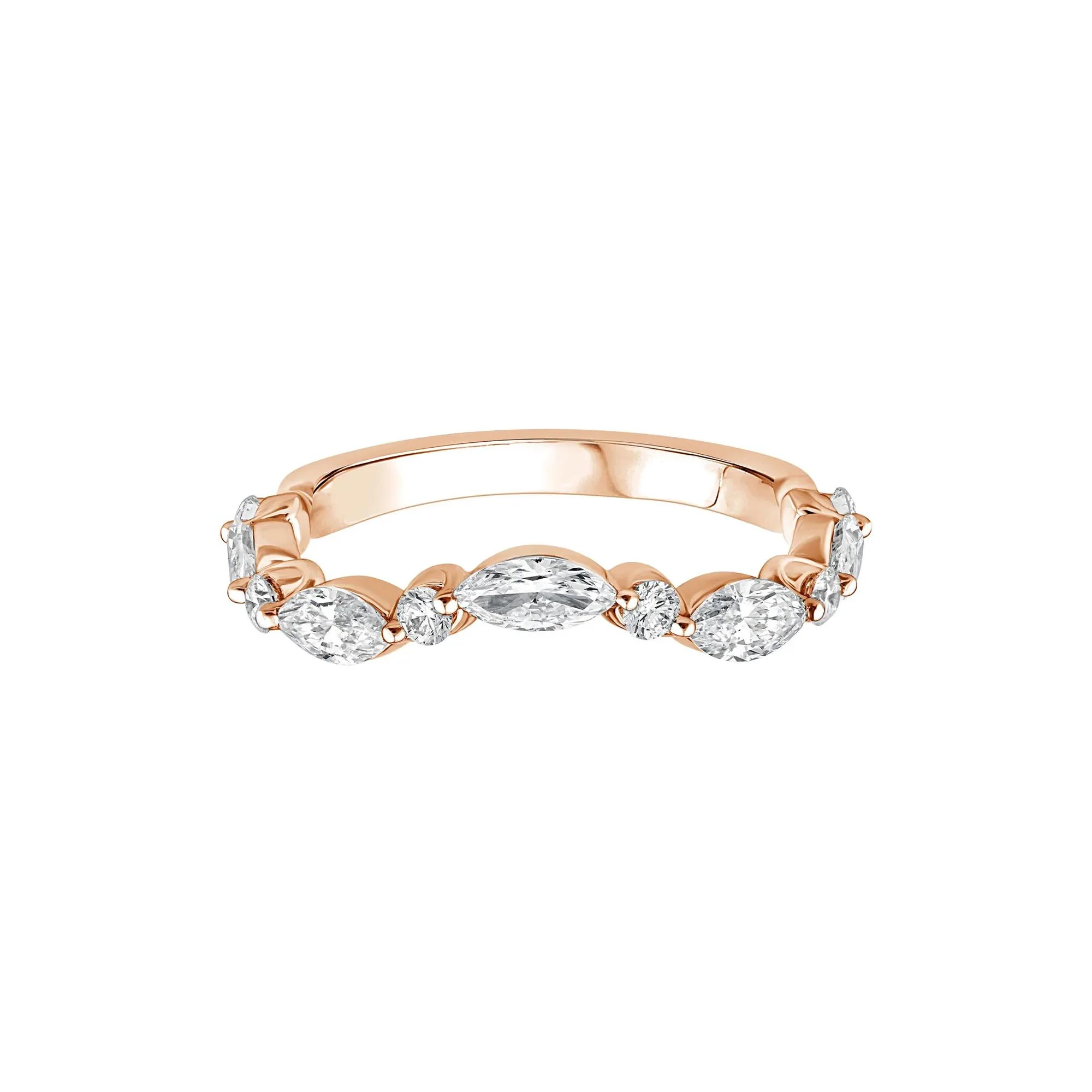 1 CT. Tw. Lab Grown Diamond Contour Band Ring 14K Rose Gold Round Brilliant Cut Size 8 - Image 3