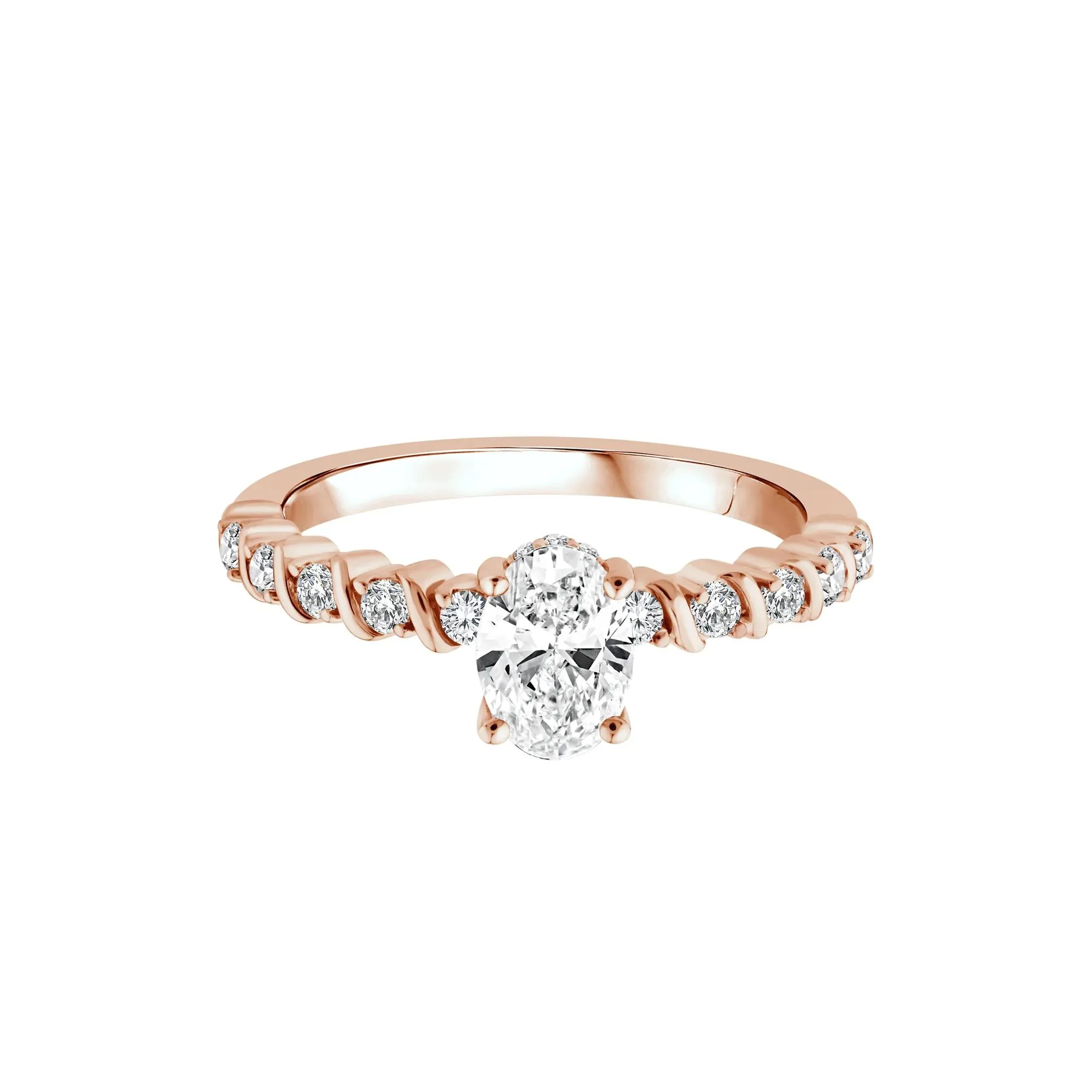 1 CT. Tw. Lab Grown Oval Diamond Engagement Ring 10K Rose Gold Size 7