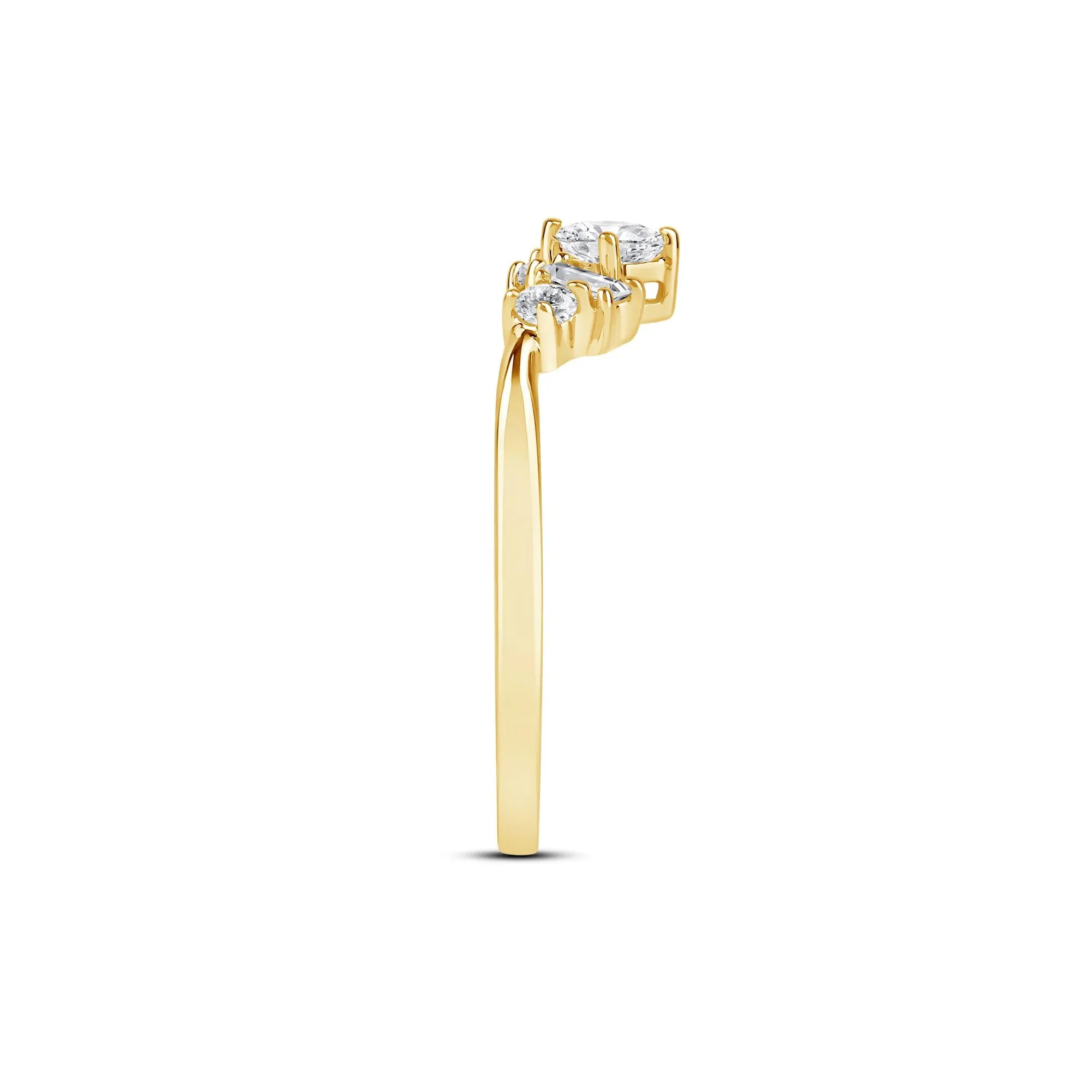 3/8 CT. Tw. Lab Grown Diamond Multi-Shape Contour Ring 14K Gold Round Brilliant Cut Yellow Size 6 2mm - Image 3