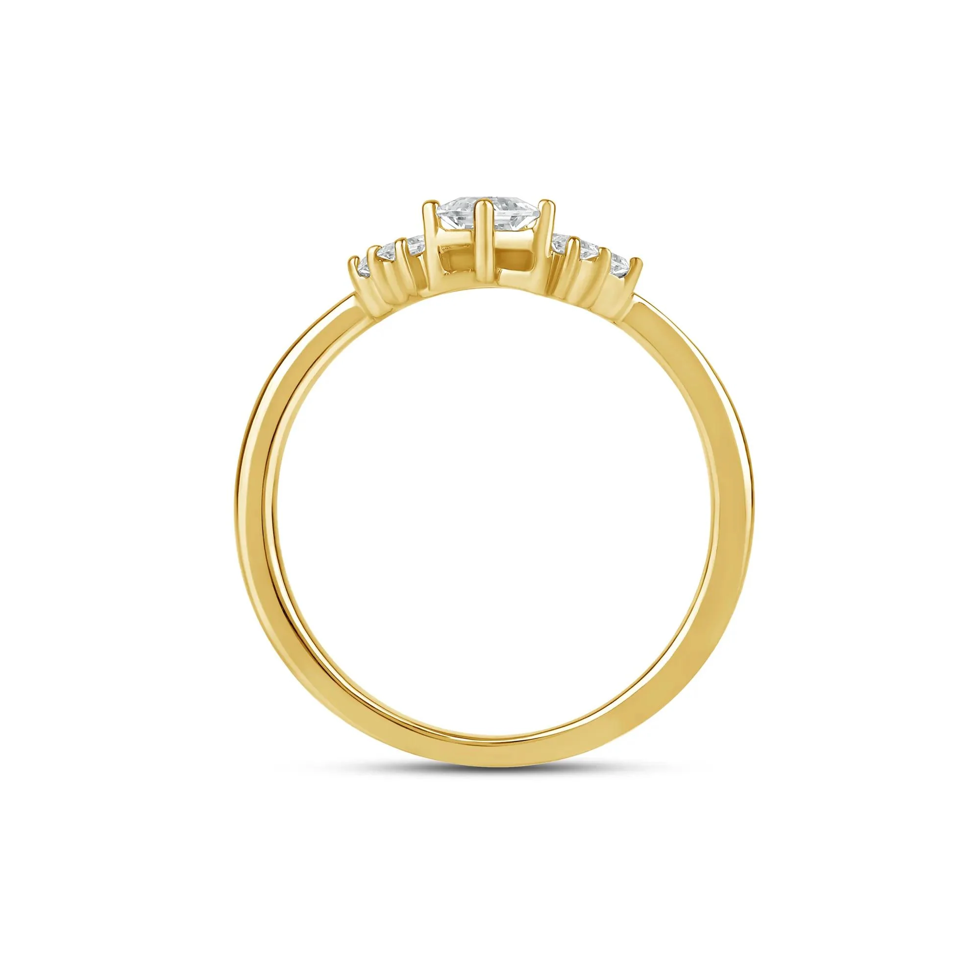 3/8 CT. Tw. Lab Grown Diamond Multi-Shape Contour Ring 14K Gold Round Brilliant Cut Yellow Size 7.5 2mm - Image 2