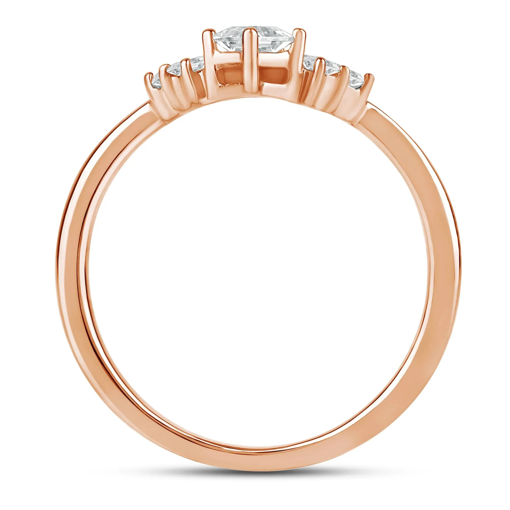 3/8 CT. Tw. Lab Grown Diamond Multi-Shape Contour Ring 14K Rose Gold Round Brilliant Cut Size 7 2mm - Image 2