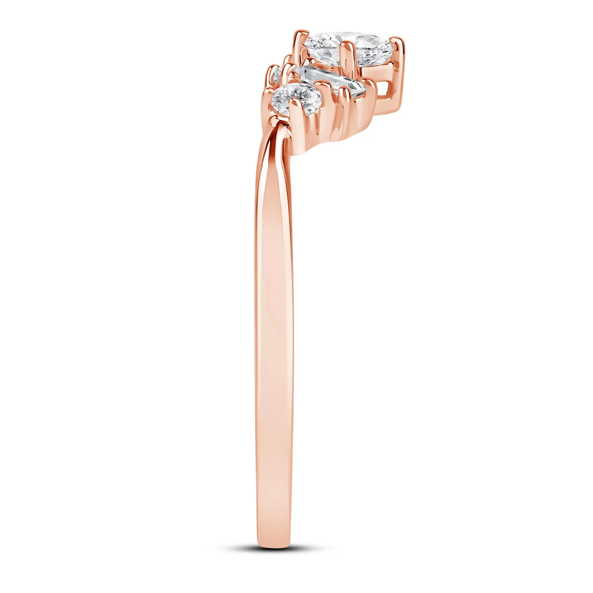 3/8 CT. Tw. Lab Grown Diamond Multi-Shape Contour Ring 14K Rose Gold Round Brilliant Cut Size 7.5 2mm - Image 3