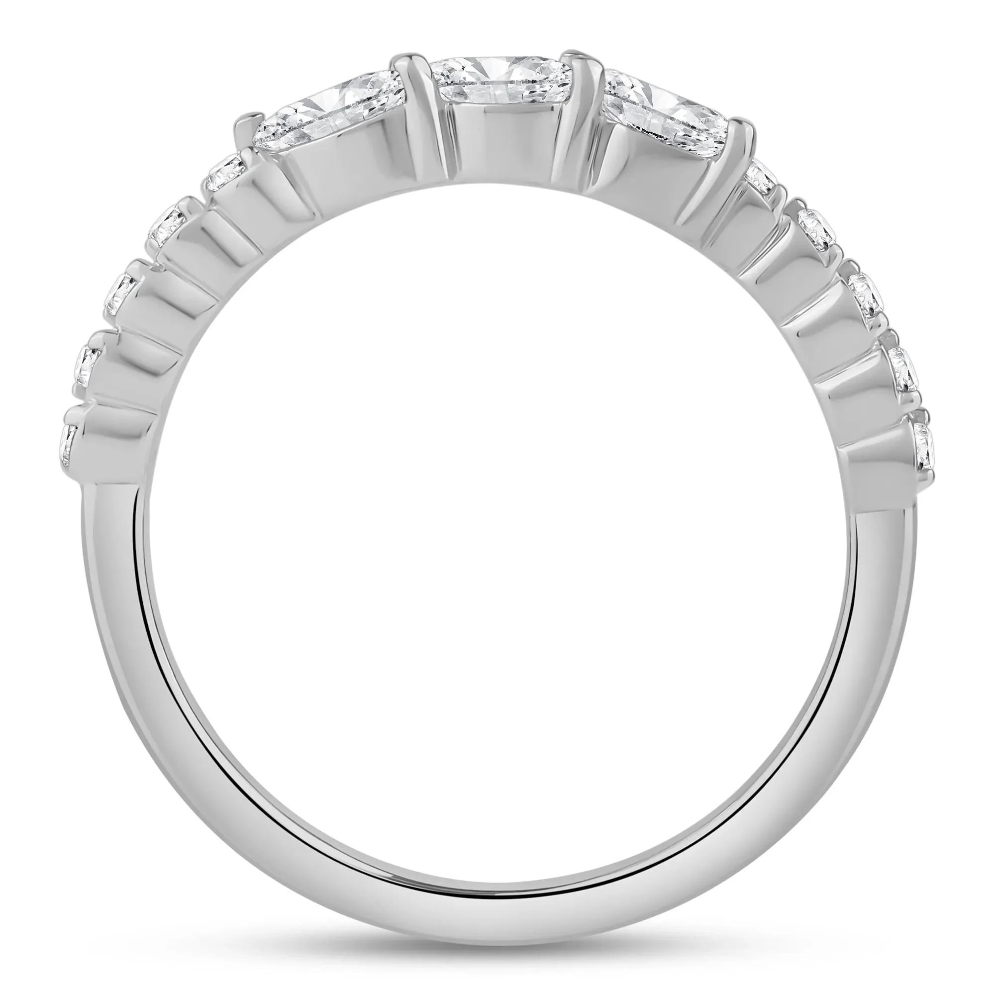 3/8 CT. Tw. Lab Grown Diamond Band Ring 10K White Gold Round Brilliant Cut Size 8 2mm - Image 2