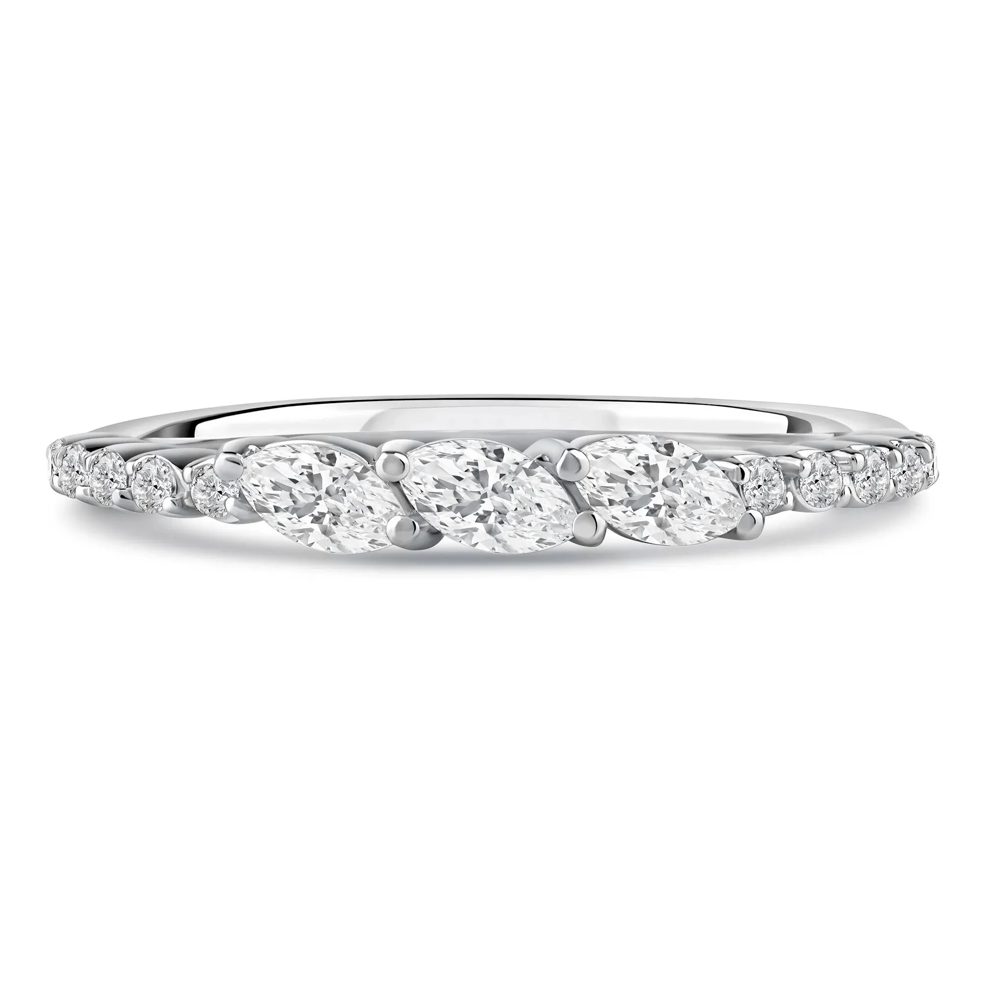 3/8 CT. Tw. Lab Grown Diamond Band Ring 10K White Gold Round Brilliant Cut Size 8.5 2mm