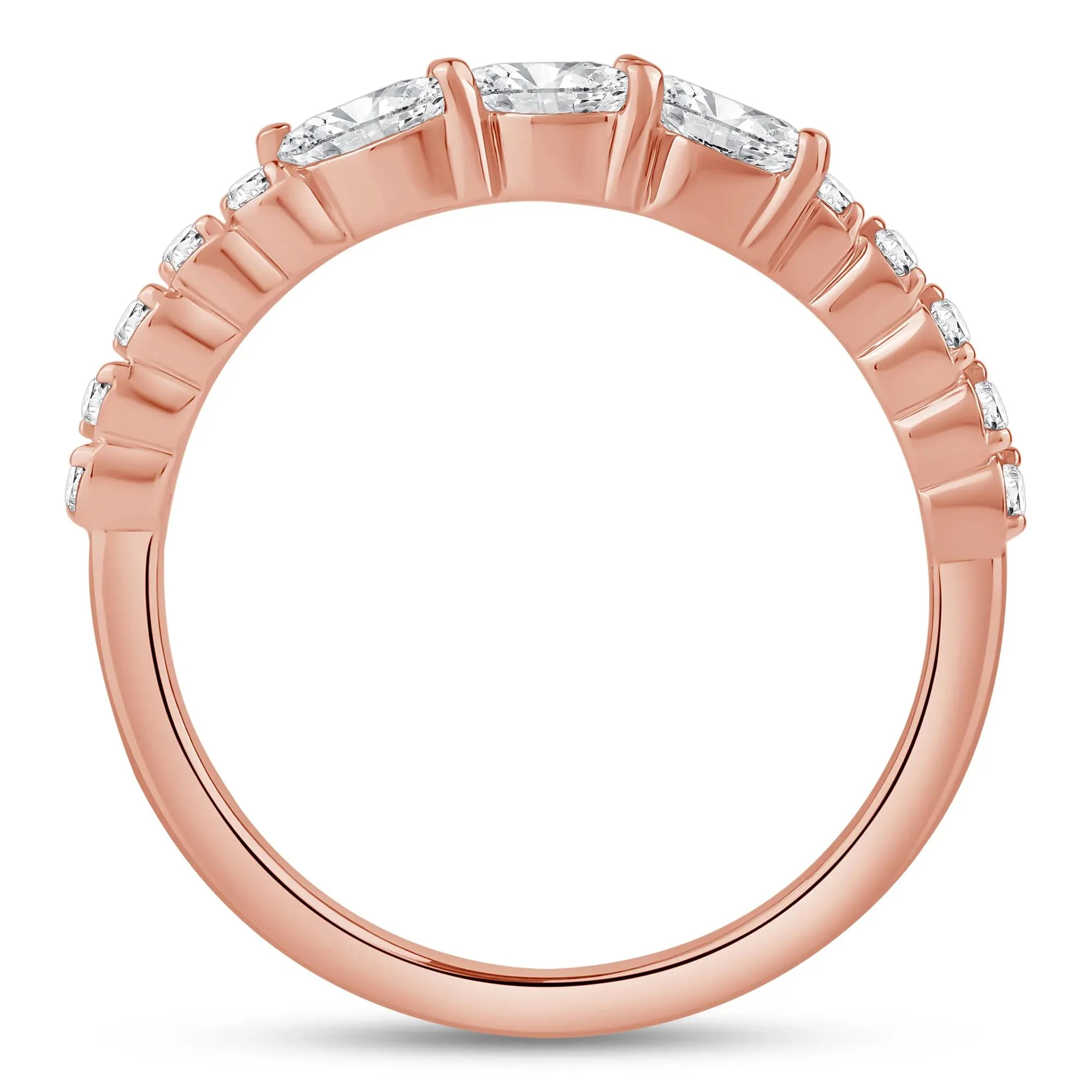 3/8 CT. Tw. Lab Grown Diamond Band Ring 10K Rose Gold Round Brilliant Cut Size 7 2mm - Image 2