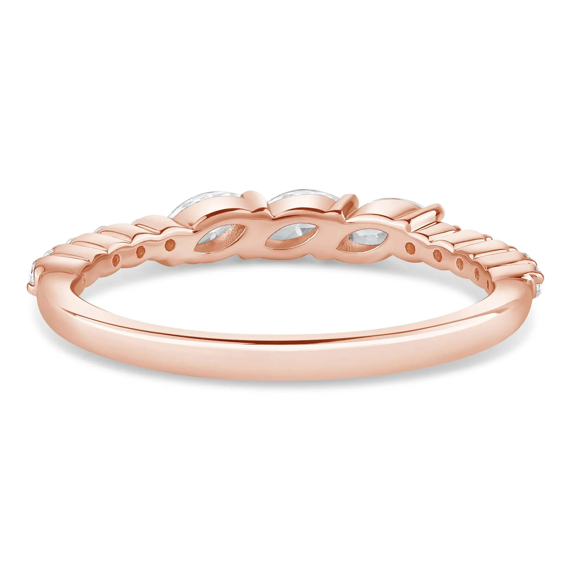 3/8 CT. Tw. Lab Grown Diamond Band Ring 10K Rose Gold Round Brilliant Cut Size 7 2mm - Image 4