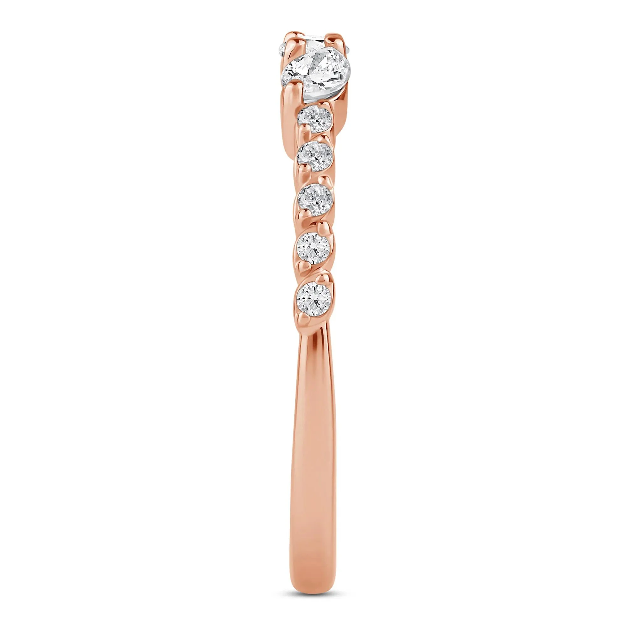 3/8 CT. Tw. Lab Grown Diamond Band Ring 10K Rose Gold Round Brilliant Cut Size 7.5 2mm - Image 3