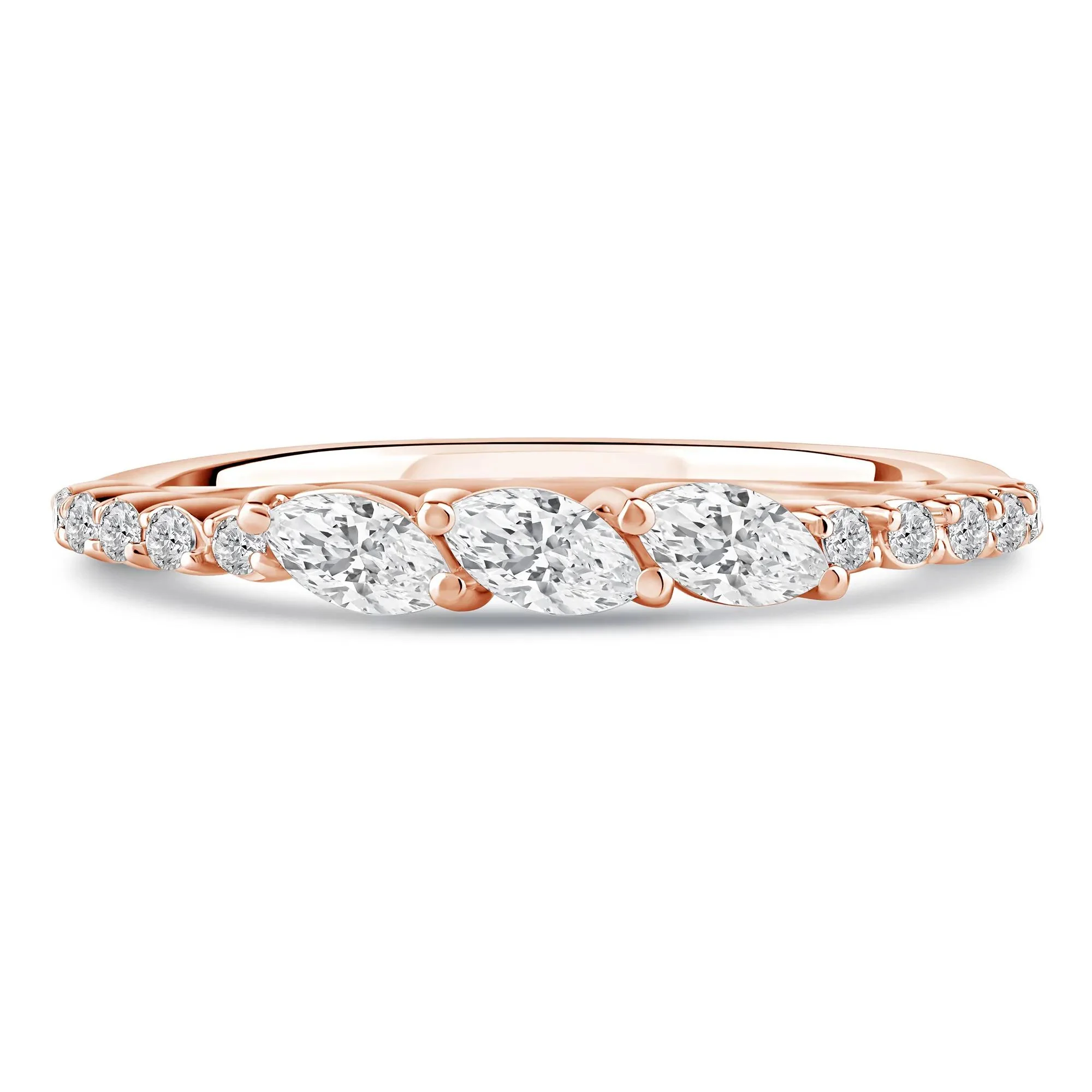 3/8 CT. Tw. Lab Grown Diamond Band Ring 10K Rose Gold Round Brilliant Cut Size 8.5 2mm