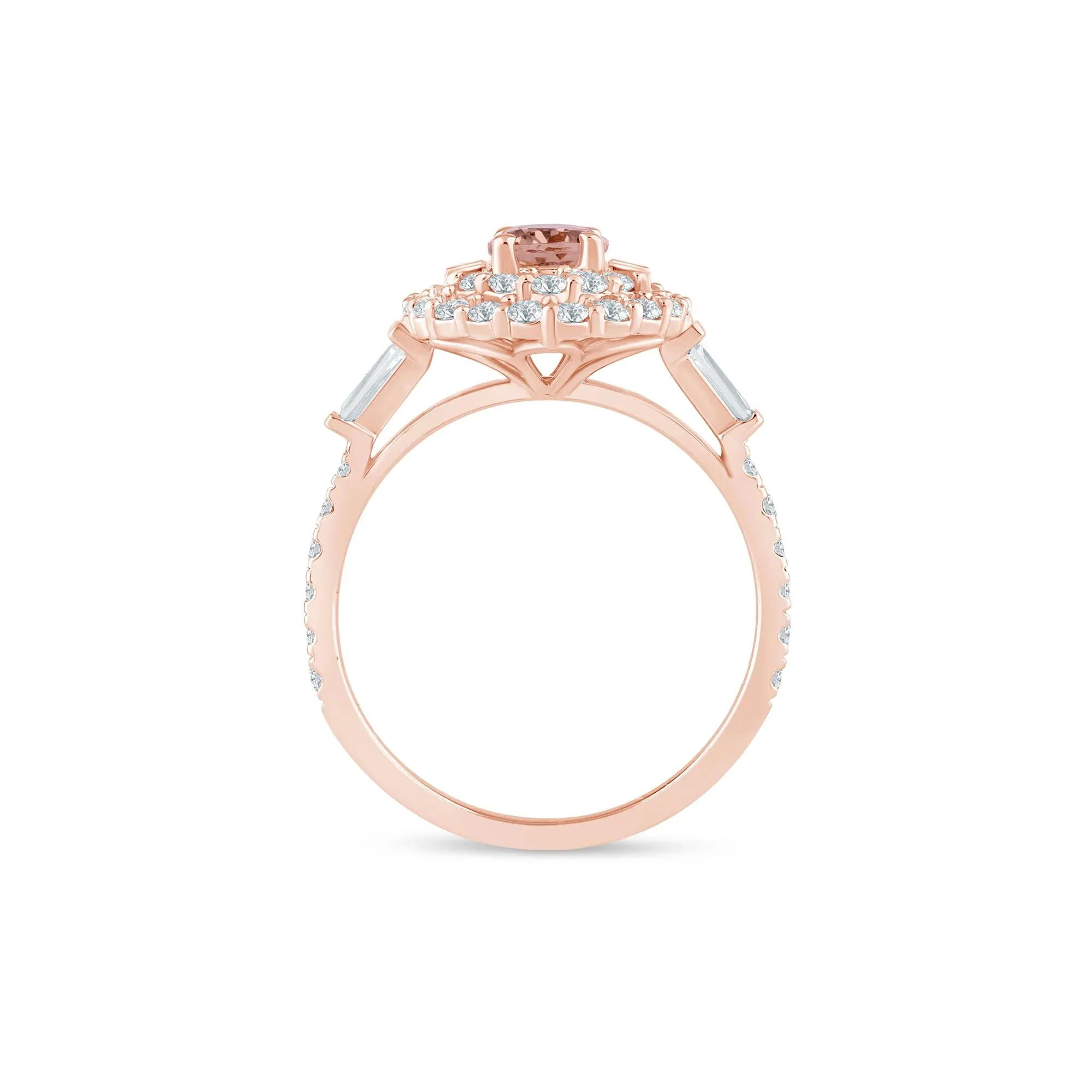 7/8 CT. Tw. Morganite and Diamond Oval Ring 14K Rose Gold Size 6 1.5mm - Image 2