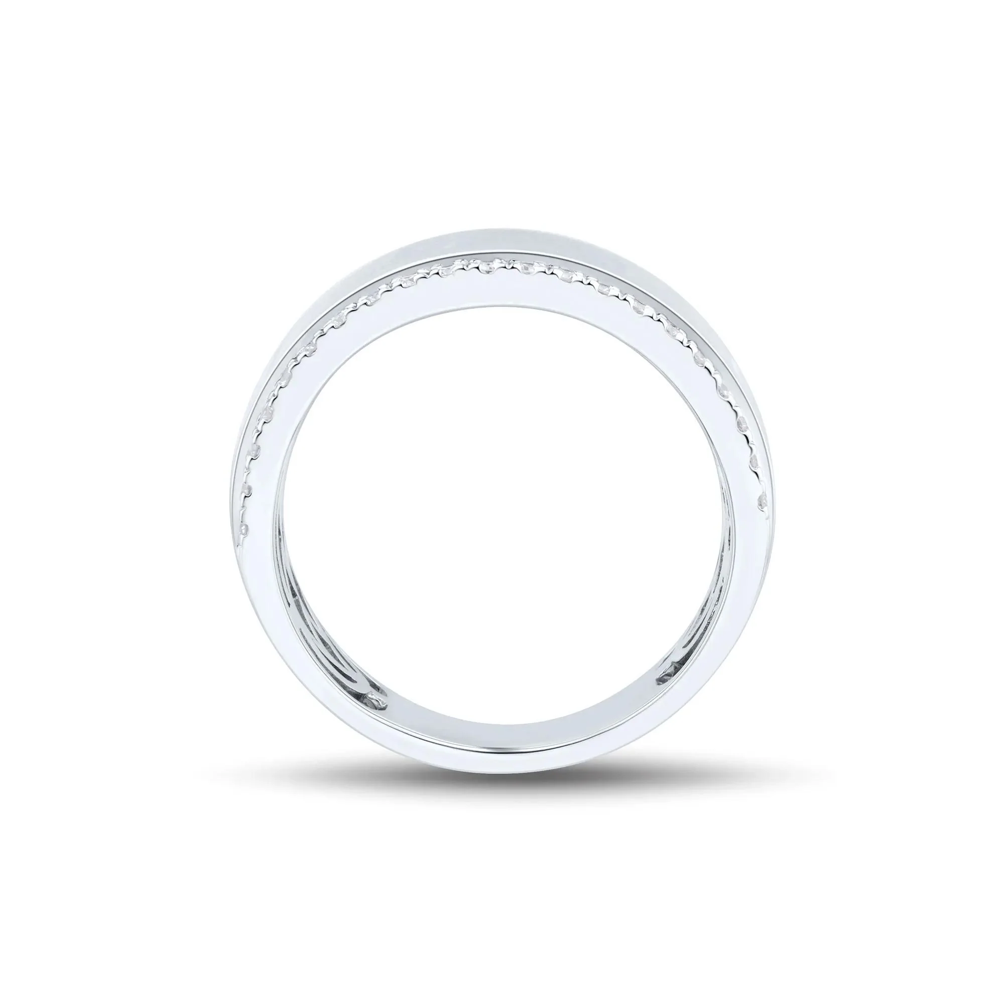 1/3 CT. Tw. Lab Grown Diamond High Polish Band Ring 10K White Gold Round Brilliant Cut Size 7 2mm - Image 2