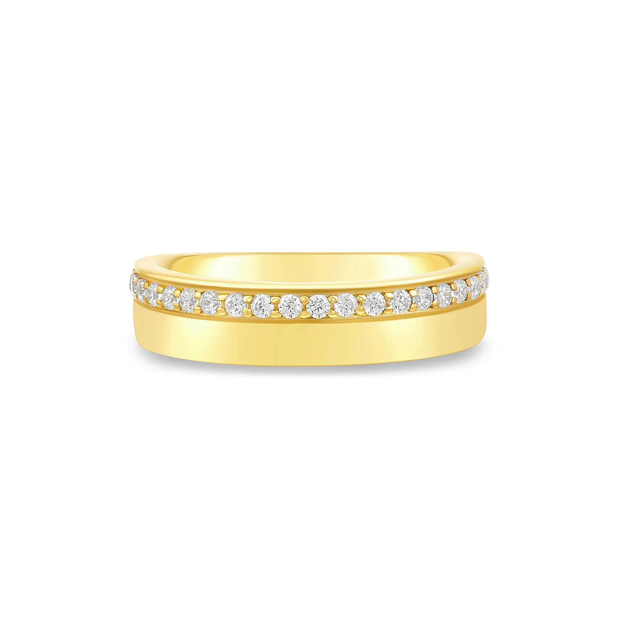 1/4 CT. Tw. Lab Grown Diamond High-Polish Band Ring 10K Yellow Gold Round Brilliant Cut Size 8.5 1.5mm