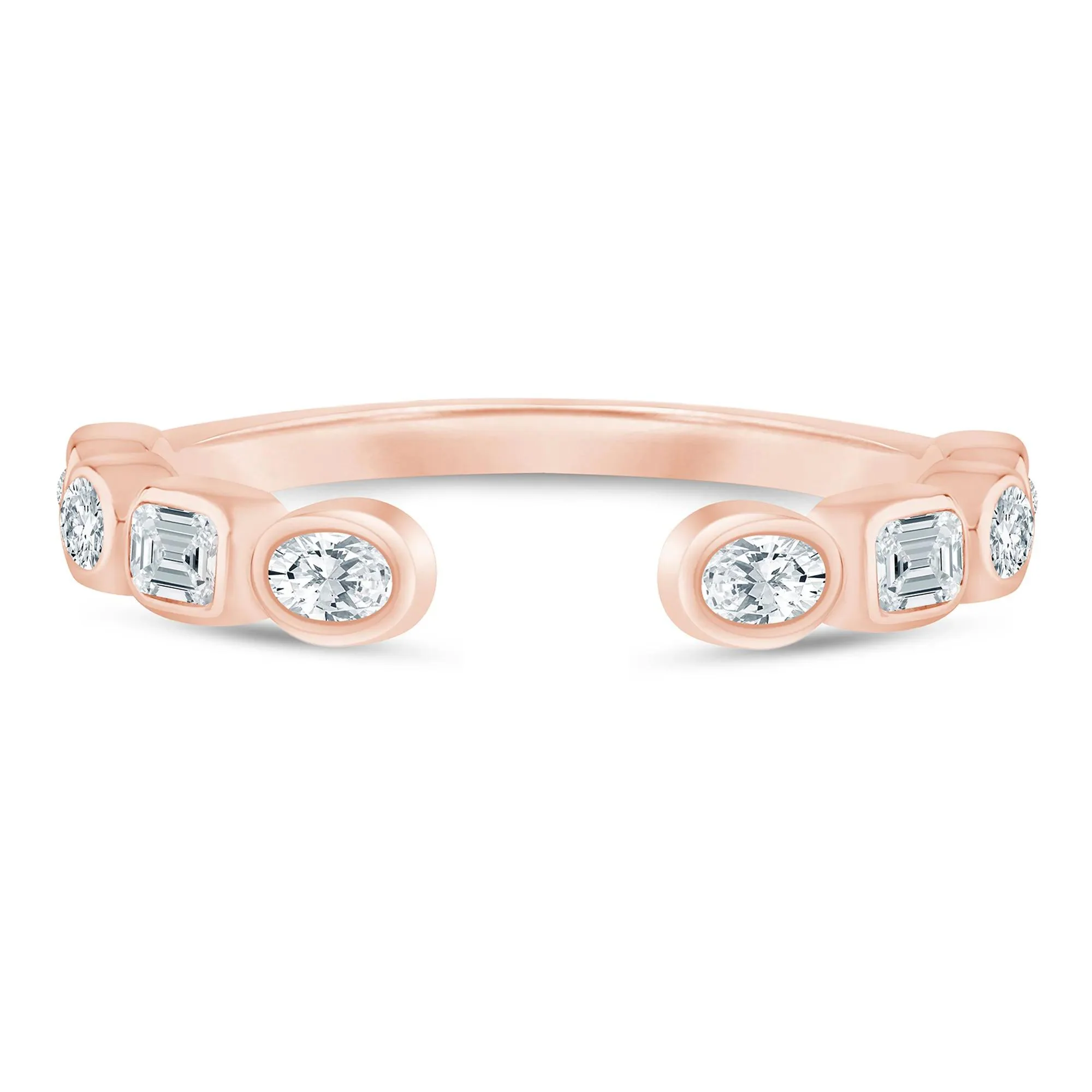 5/8 CT. Tw. Lab Grown Diamond Emerald and Oval Open Band Ring 14K Rose Gold Size 5 1mm