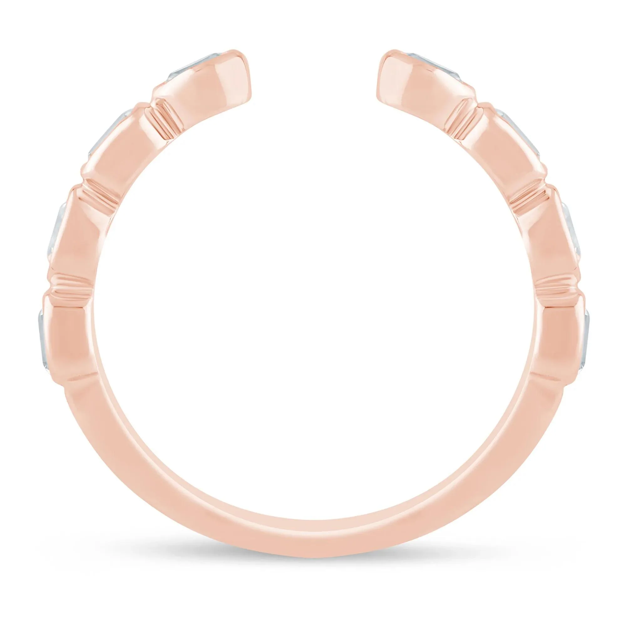 5/8 CT. Tw. Lab Grown Diamond Emerald and Oval Open Band Ring 14K Rose Gold Size 5 1mm - Image 2