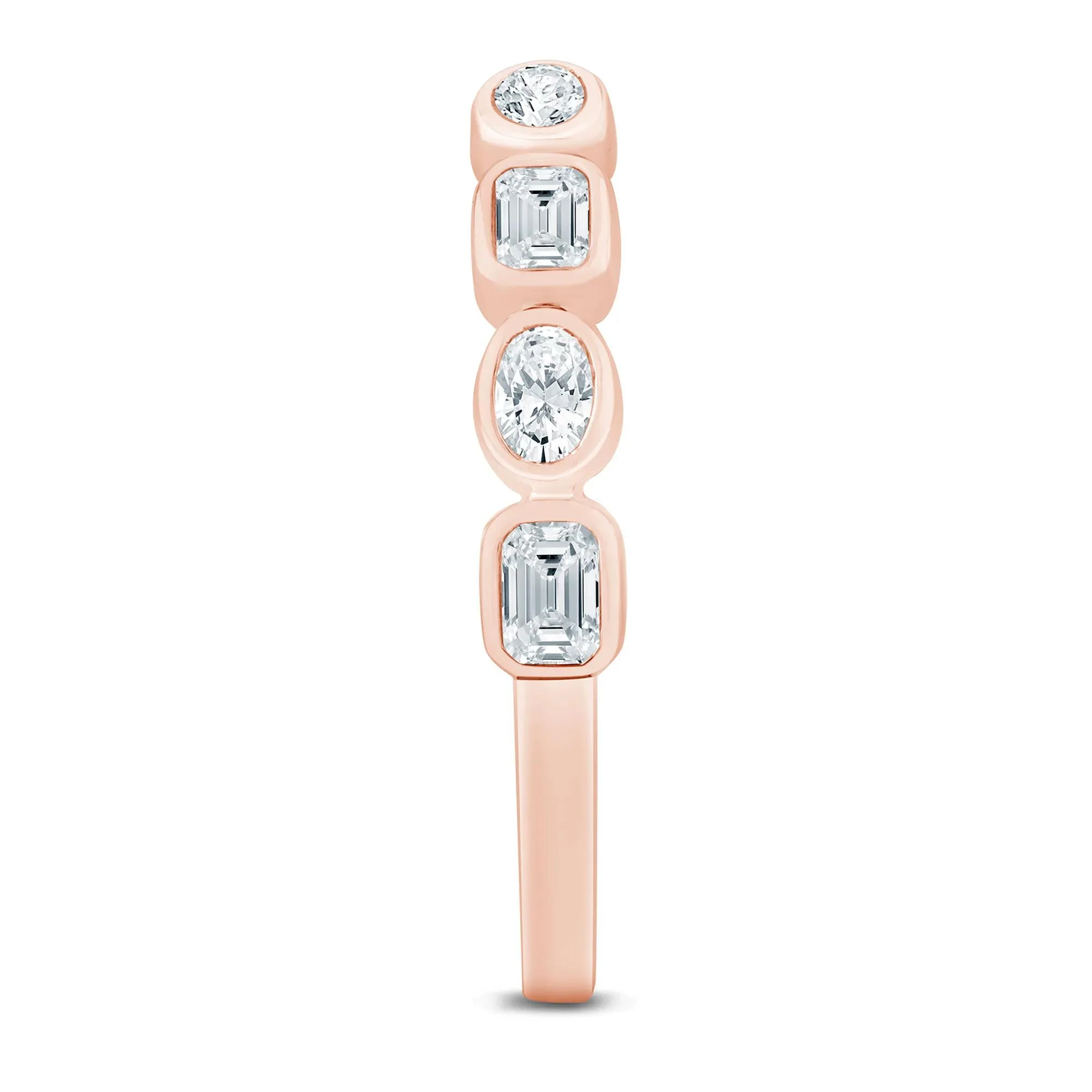 5/8 CT. Tw. Lab Grown Diamond Emerald and Oval Open Band Ring 14K Rose Gold Size 7 1mm - Image 3