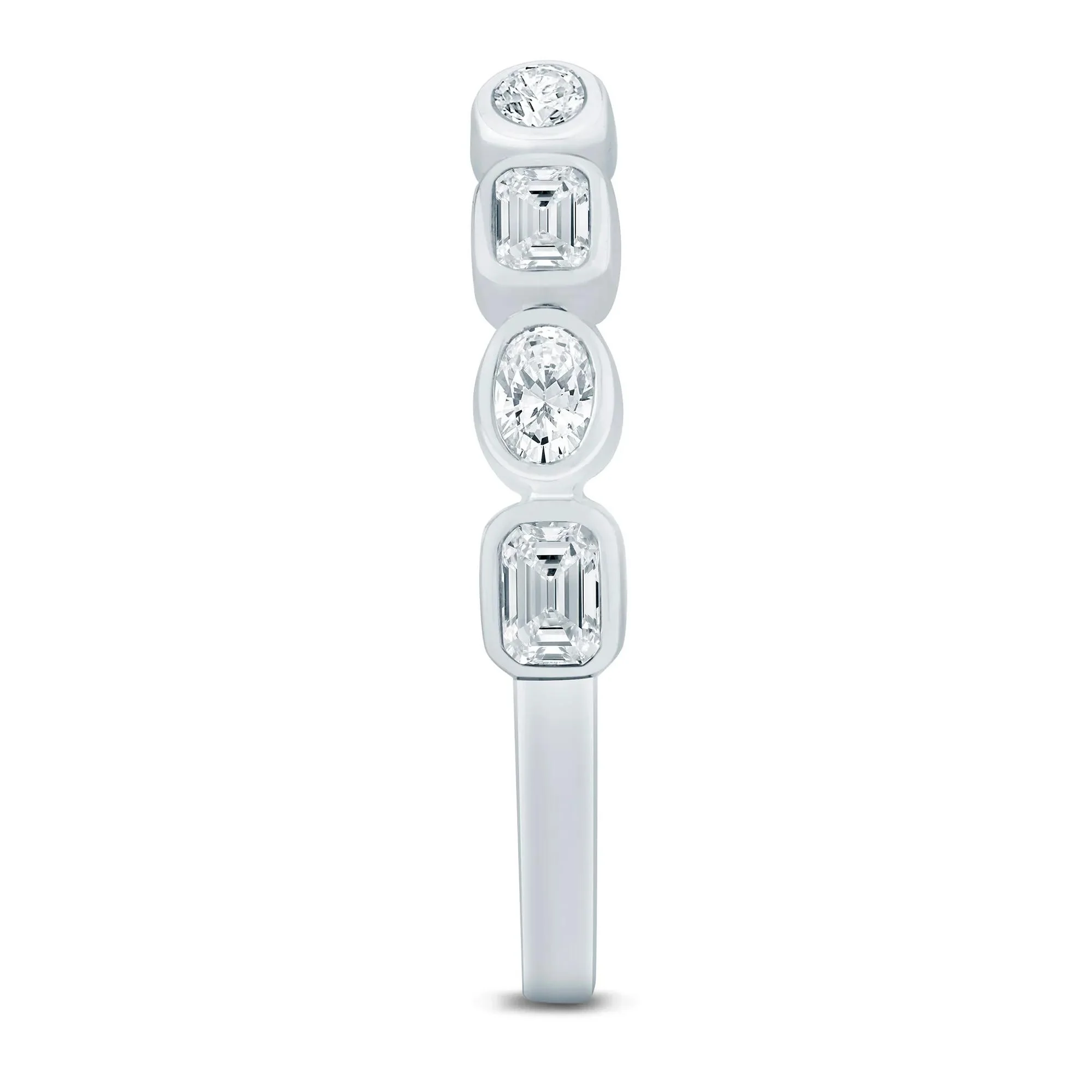 5/8 CT. Tw. Lab Grown Diamond Emerald and Oval Open Band Ring 14K White Gold Size 6.5 1mm - Image 3