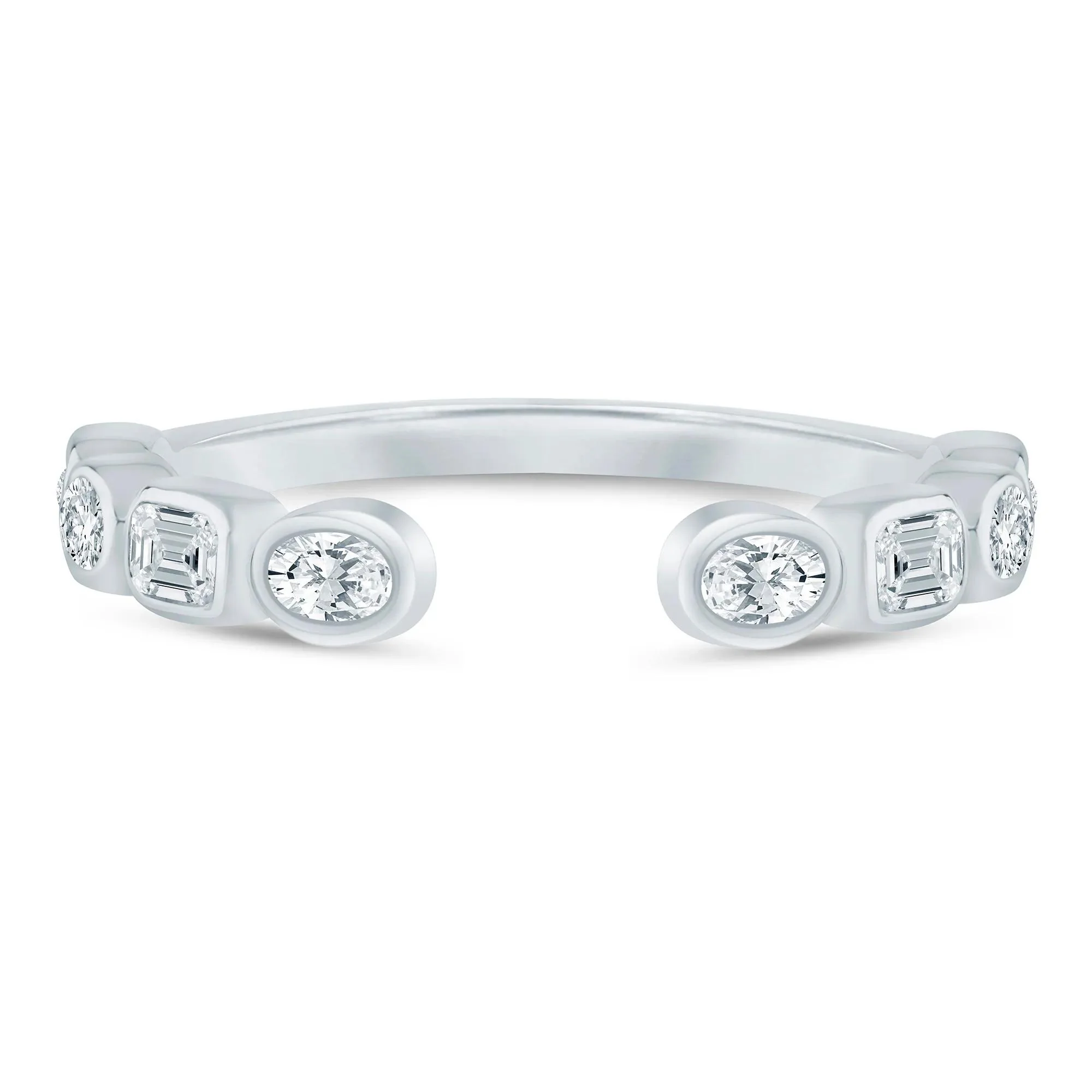 5/8 CT. Tw. Lab Grown Diamond Emerald and Oval Open Band Ring 14K White Gold Size 7 1mm