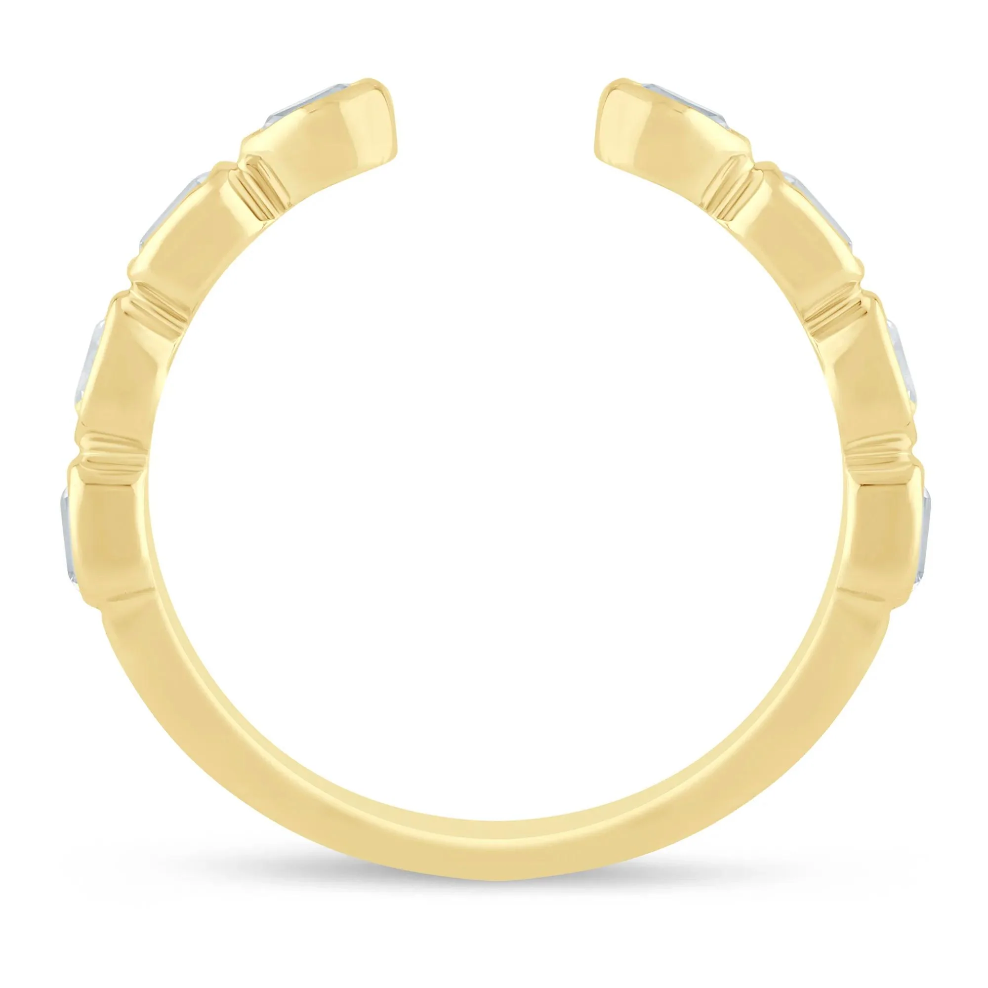 5/8 CT. Tw. Lab Grown Diamond Emerald and Oval Open Band Ring 14K Yellow Gold Size 6 1mm - Image 2