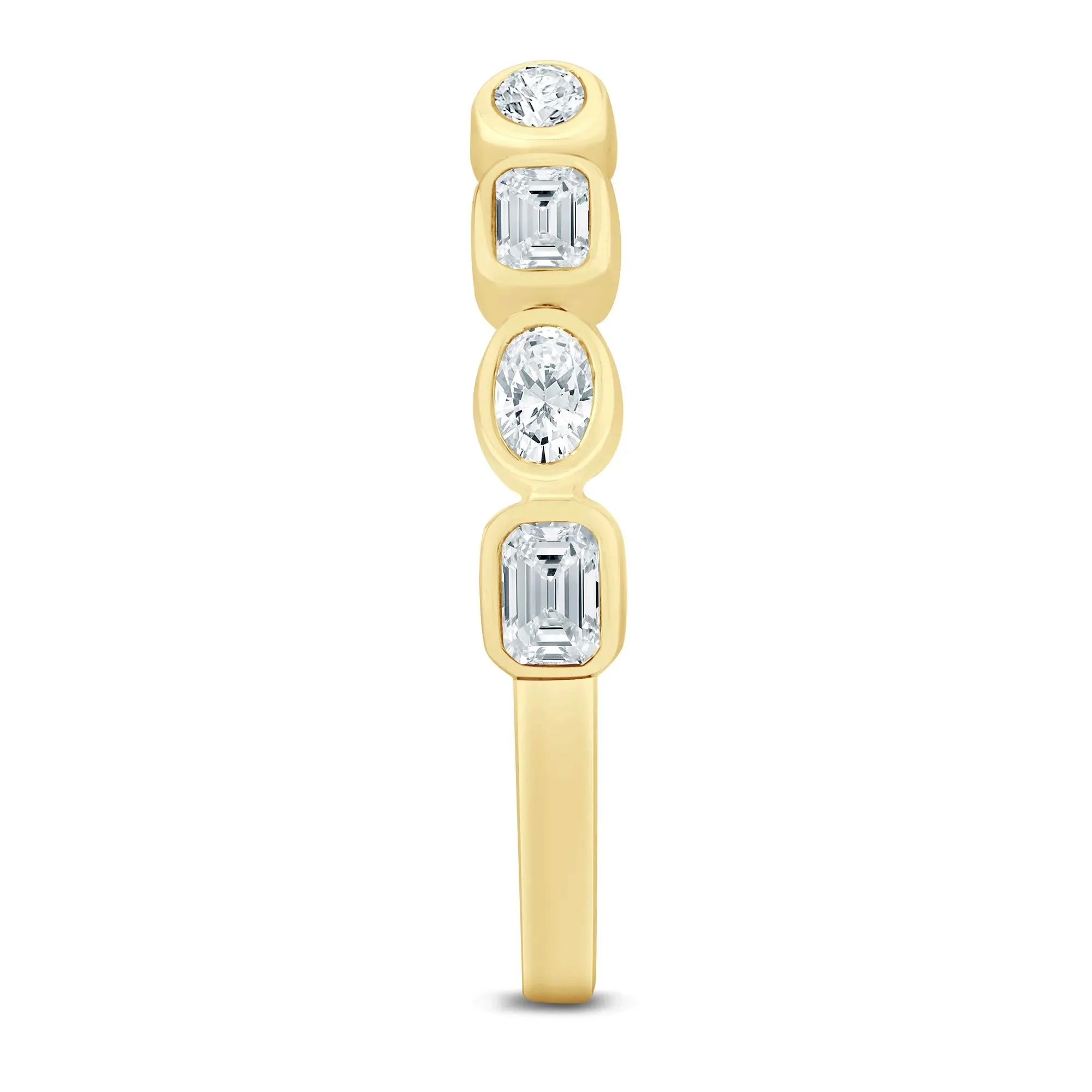 5/8 CT. Tw. Lab Grown Diamond Emerald and Oval Open Band Ring 14K Yellow Gold Size 6 1mm - Image 3