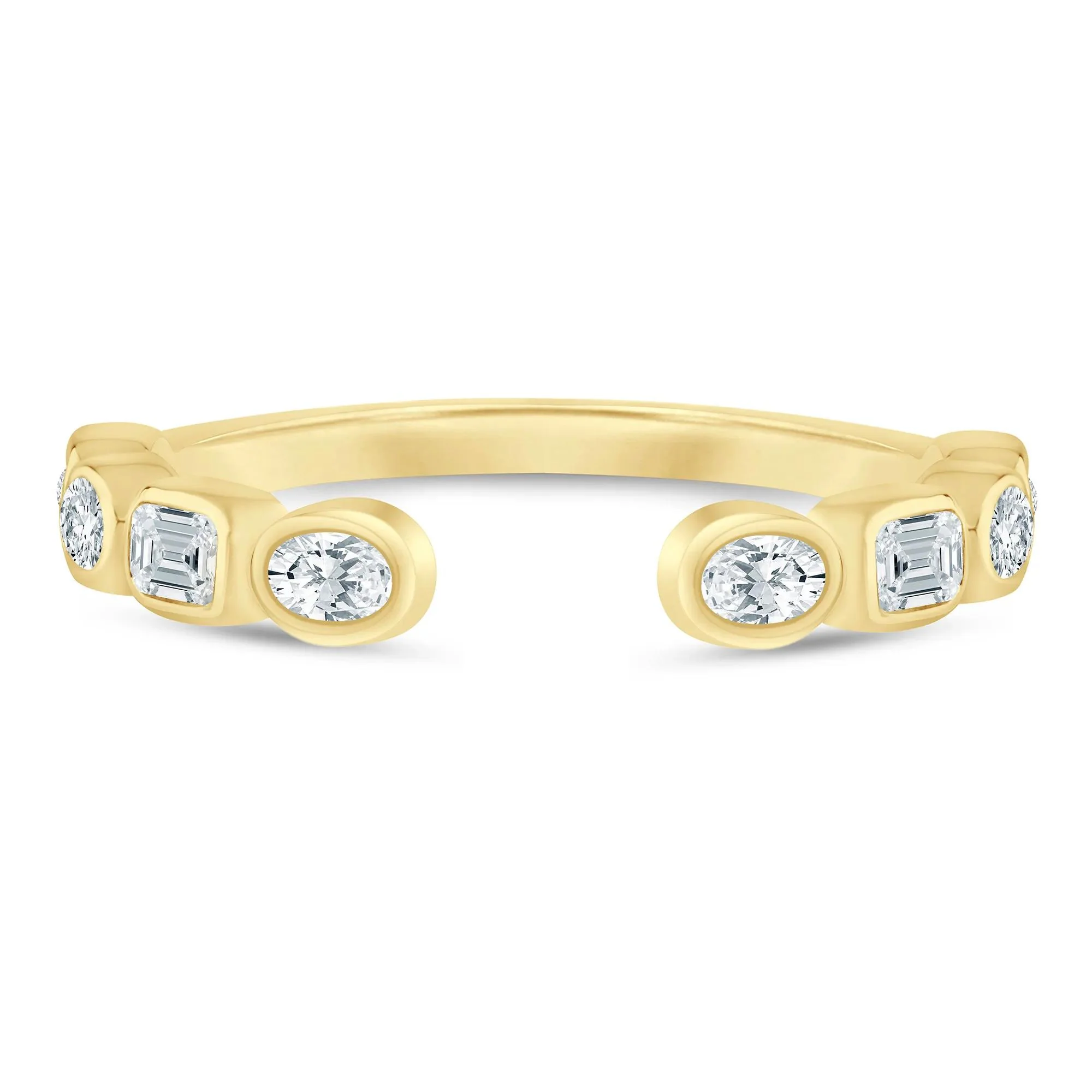 5/8 CT. Tw. Lab Grown Diamond Emerald and Oval Open Band Ring 14K Yellow Gold Size 7.5 1mm