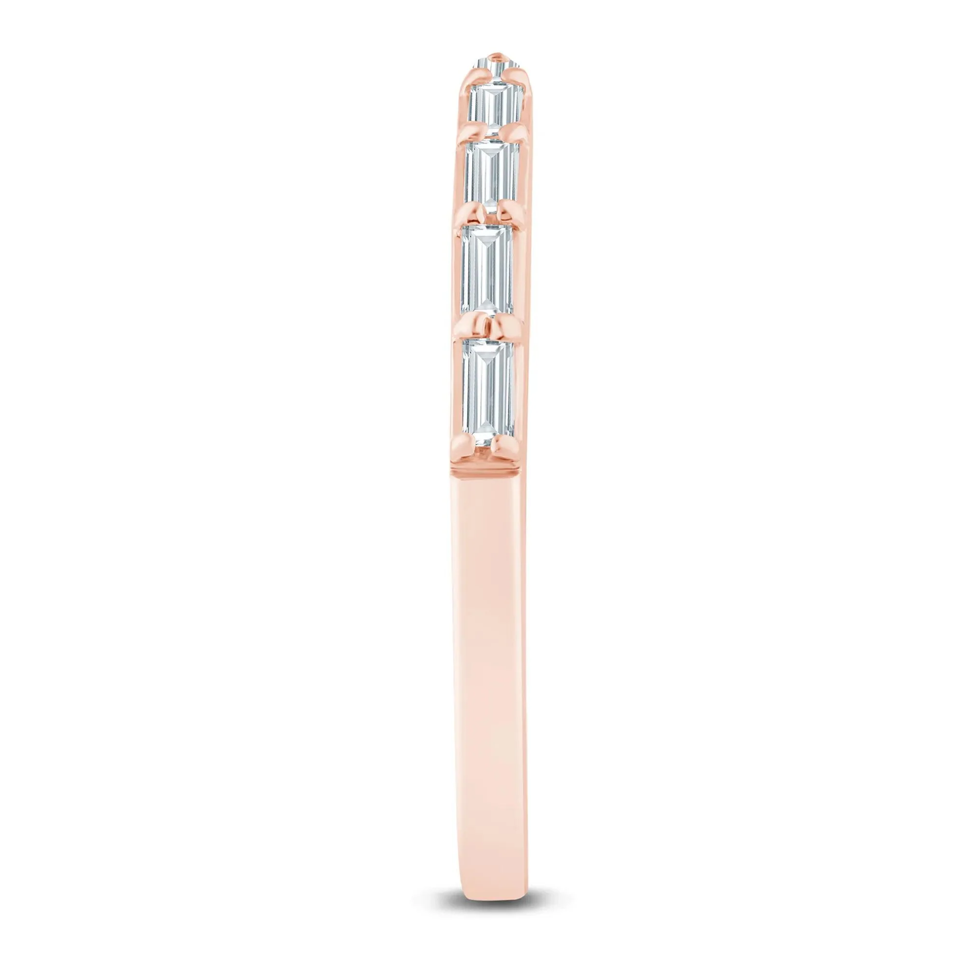1/5 CT. Tw. Lab Grown Diamond Baguette Open Band Ring 14K Rose Gold Size 5.5 1.5mm - Image 3