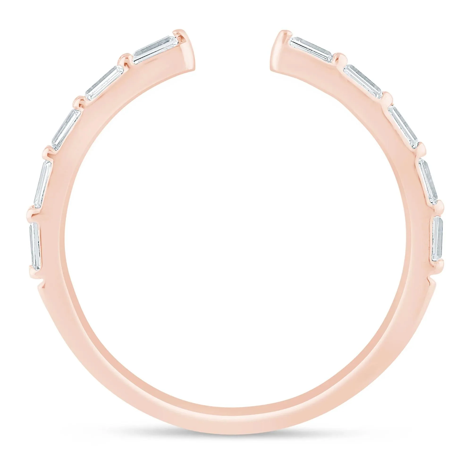 1/5 CT. Tw. Lab Grown Diamond Baguette Open Band Ring 14K Rose Gold Size 9 1.5mm - Image 2