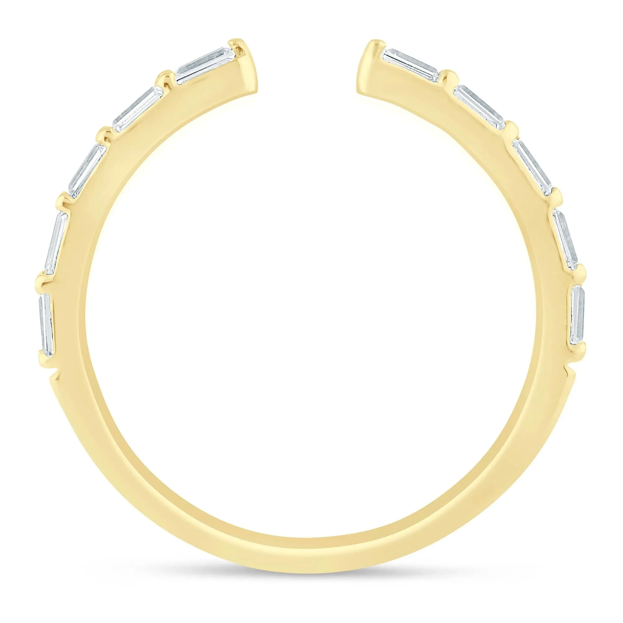 1/5 CT. Tw. Lab Grown Diamond Baguette Open Band Ring 14K Yellow Gold Size 5.5 1.5mm - Image 2