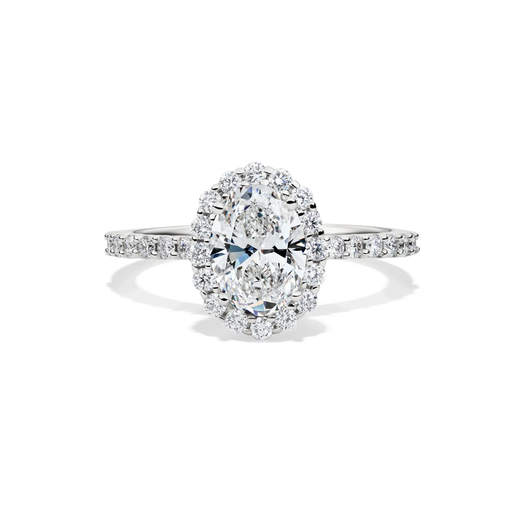 1 3/4 CT. Tw. Lab Grown Diamond Oval-Shaped Engagement Ring 14K White Gold Round Brilliant Cut Size 7.5 1mm