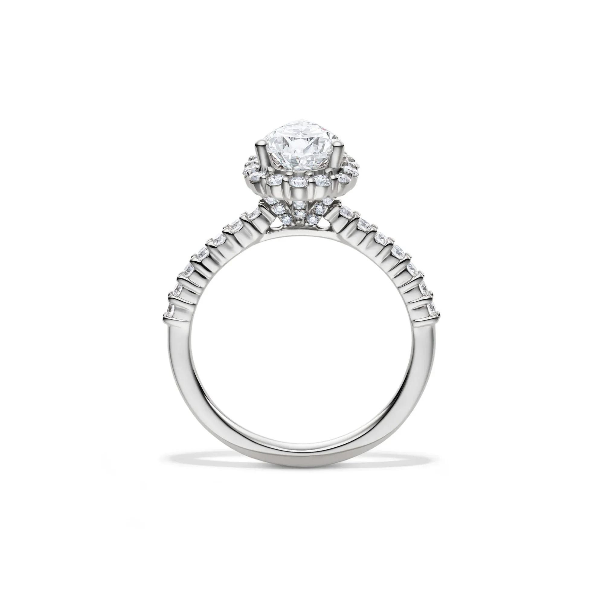 1 3/4 CT. Tw. Lab Grown Diamond Pear-Shaped Halo Engagement Ring 14K White Gold Round Brilliant Cut Size 7 1mm - Image 2