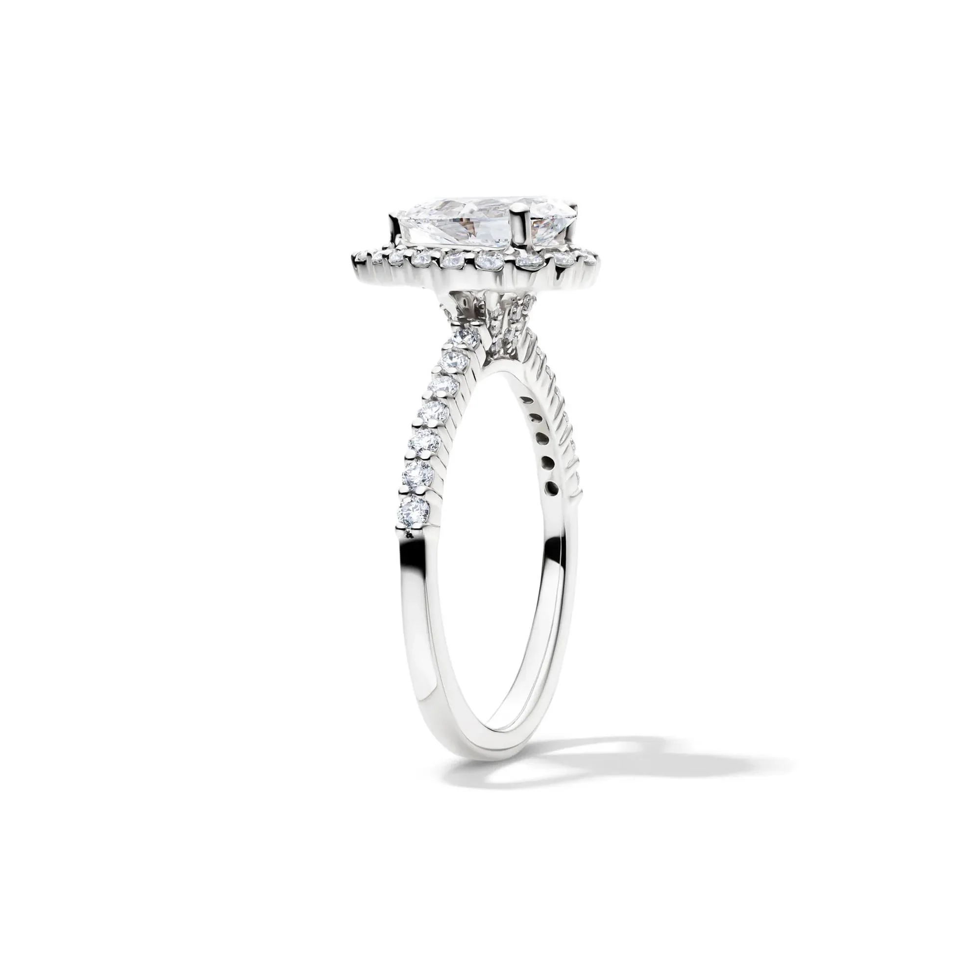 1 3/4 CT. Tw. Lab Grown Diamond Pear-Shaped Halo Engagement Ring 14K White Gold Round Brilliant Cut Size 7.5 1mm - Image 4