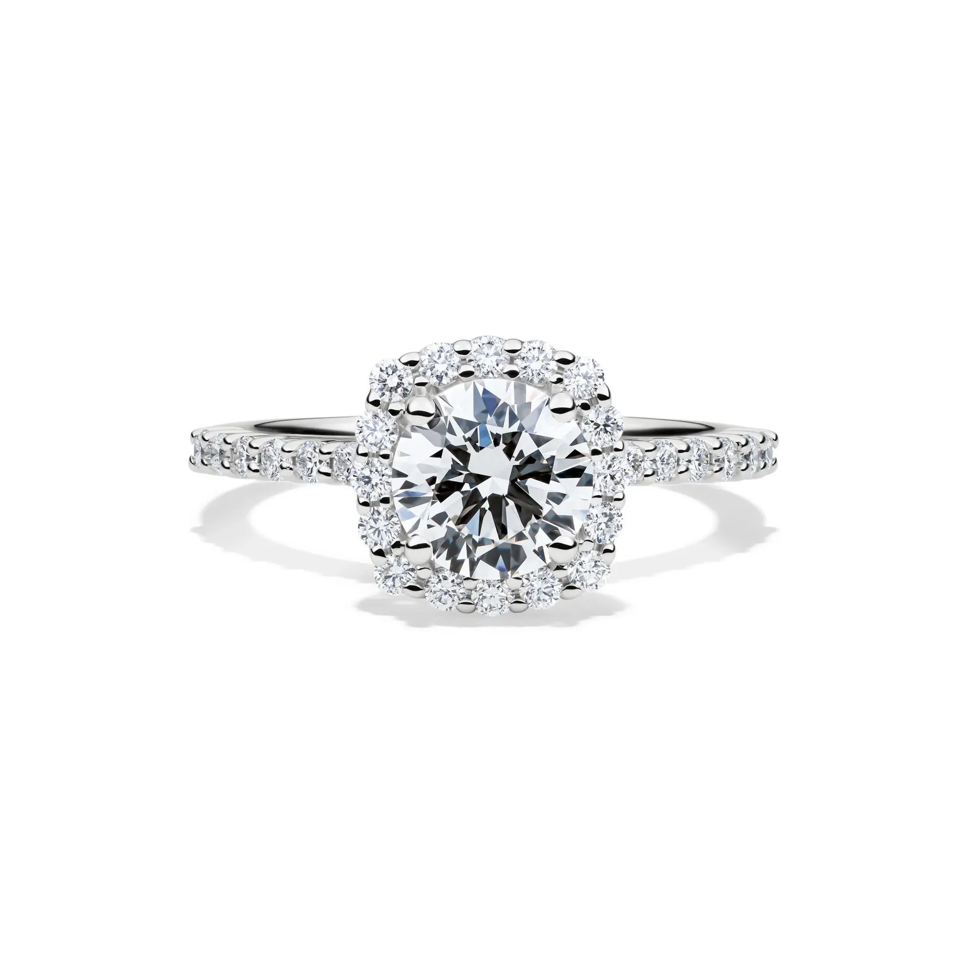 1 3/4 CT. Tw. Lab Grown Diamond Cushion Halo Engagement Ring 14K White Gold Round Brilliant Cut Size 7.5 1mm