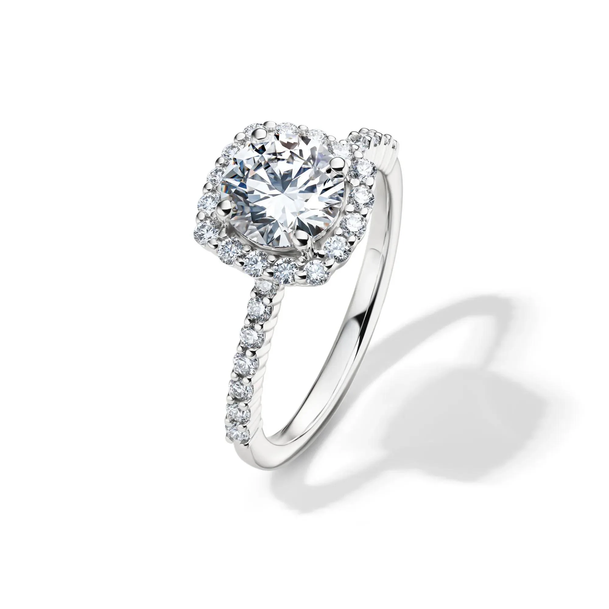 1 3/4 CT. Tw. Lab Grown Diamond Cushion Halo Engagement Ring 14K White Gold Round Brilliant Cut Size 7.5 1mm - Image 4