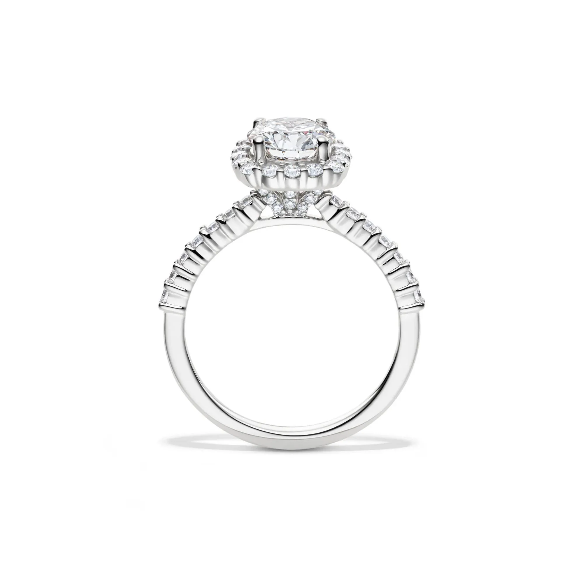 1 3/4 CT. Tw. Lab Grown Diamond Cushion Halo Engagement Ring 14K White Gold Round Brilliant Cut Size 9 1mm - Image 2