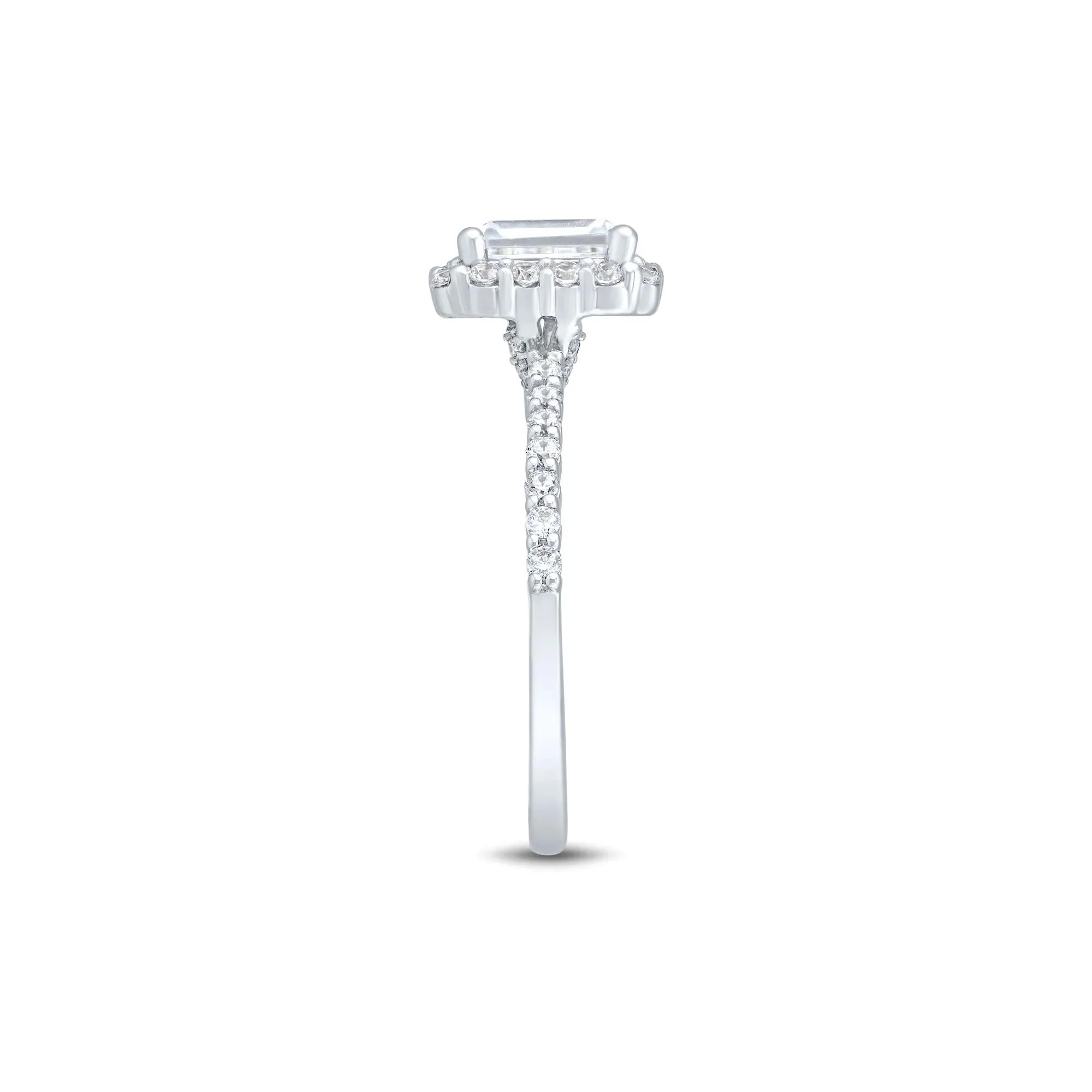 1 3/4 CT. Tw. Lab Grown Diamond Emerald-Cut Engagement Ring 14K White Gold Round Brilliant Cut Size 7 1mm - Image 3