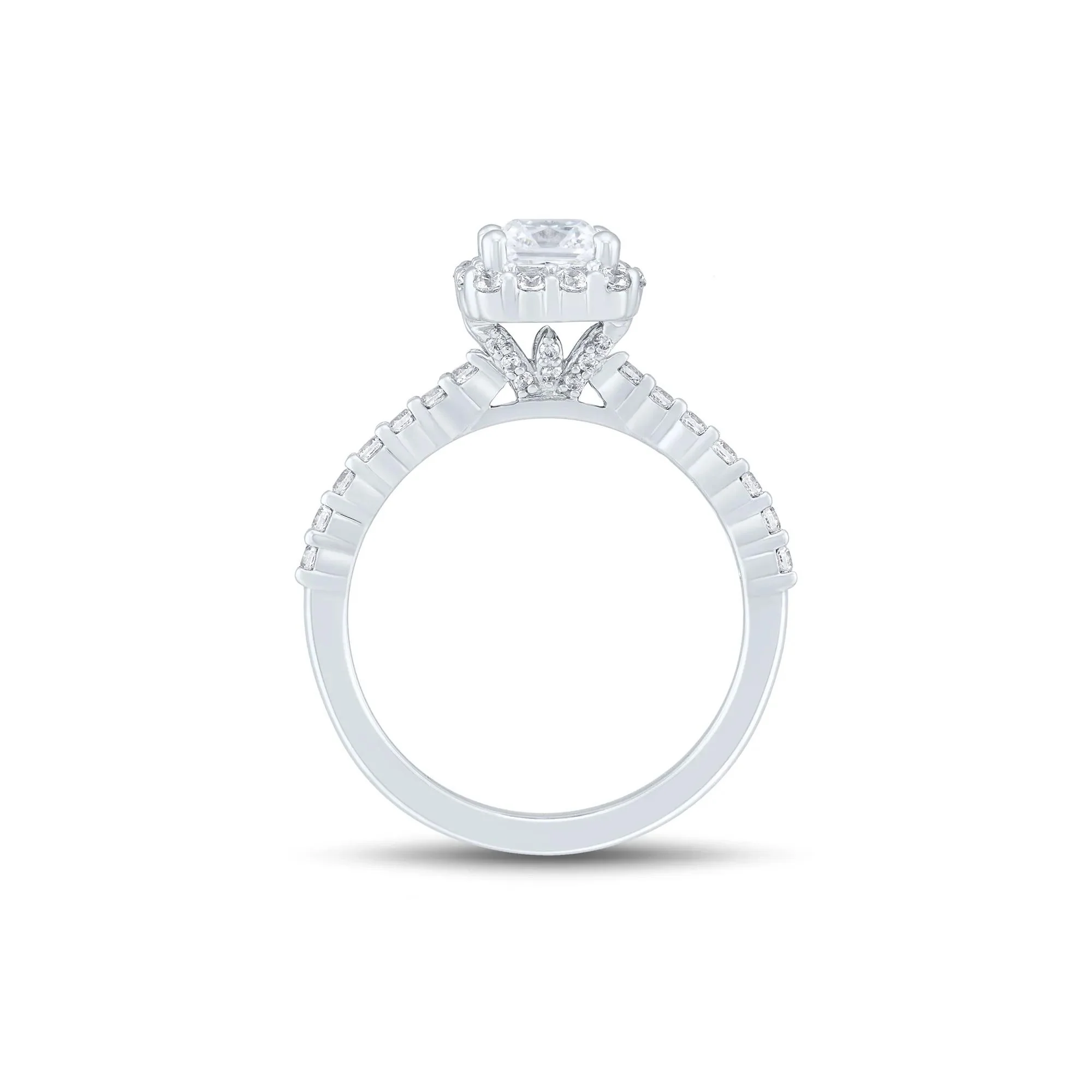 1 3/4 CT. Tw. Lab Grown Diamond Emerald-Cut Engagement Ring 14K White Gold Round Brilliant Cut Size 8.5 1mm - Image 2