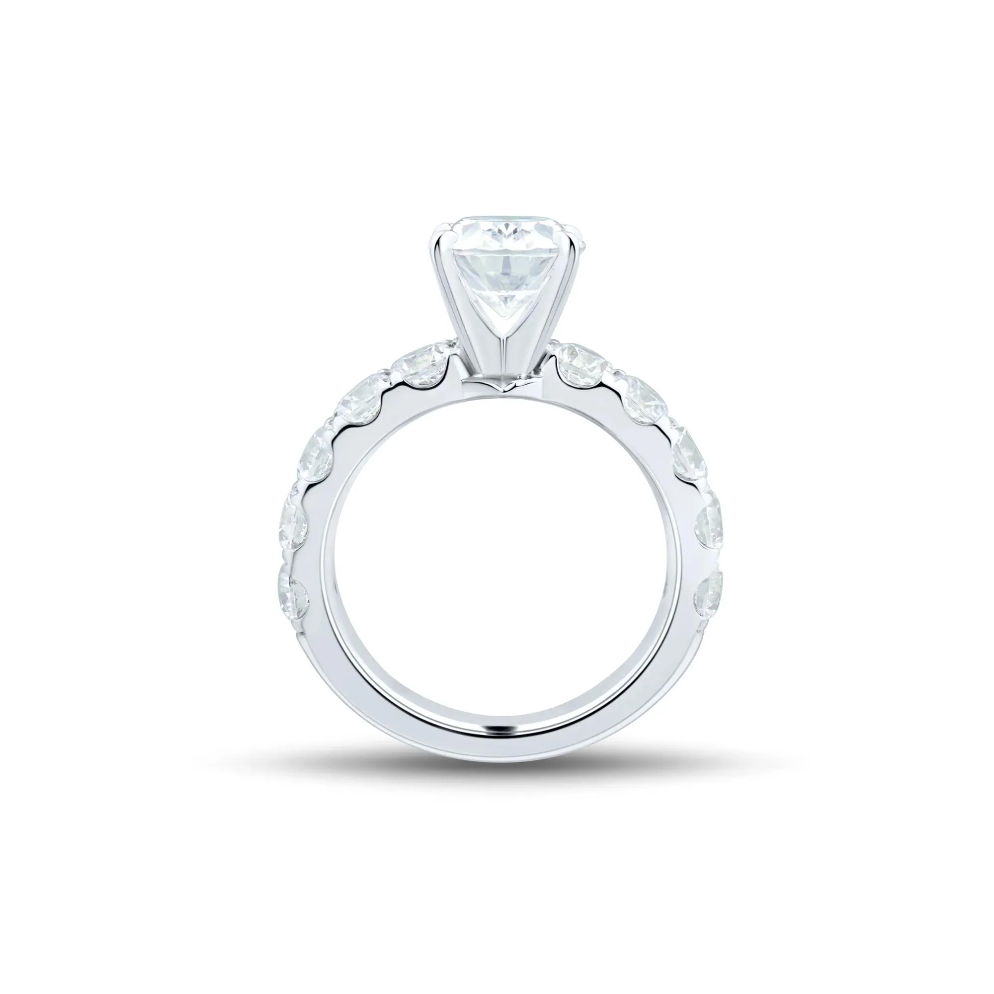 4 1/2 CT. Tw. Lab Grown Diamond Oval-Shaped Engagement Ring 14K White Gold Round Brilliant Cut Size 6 2mm