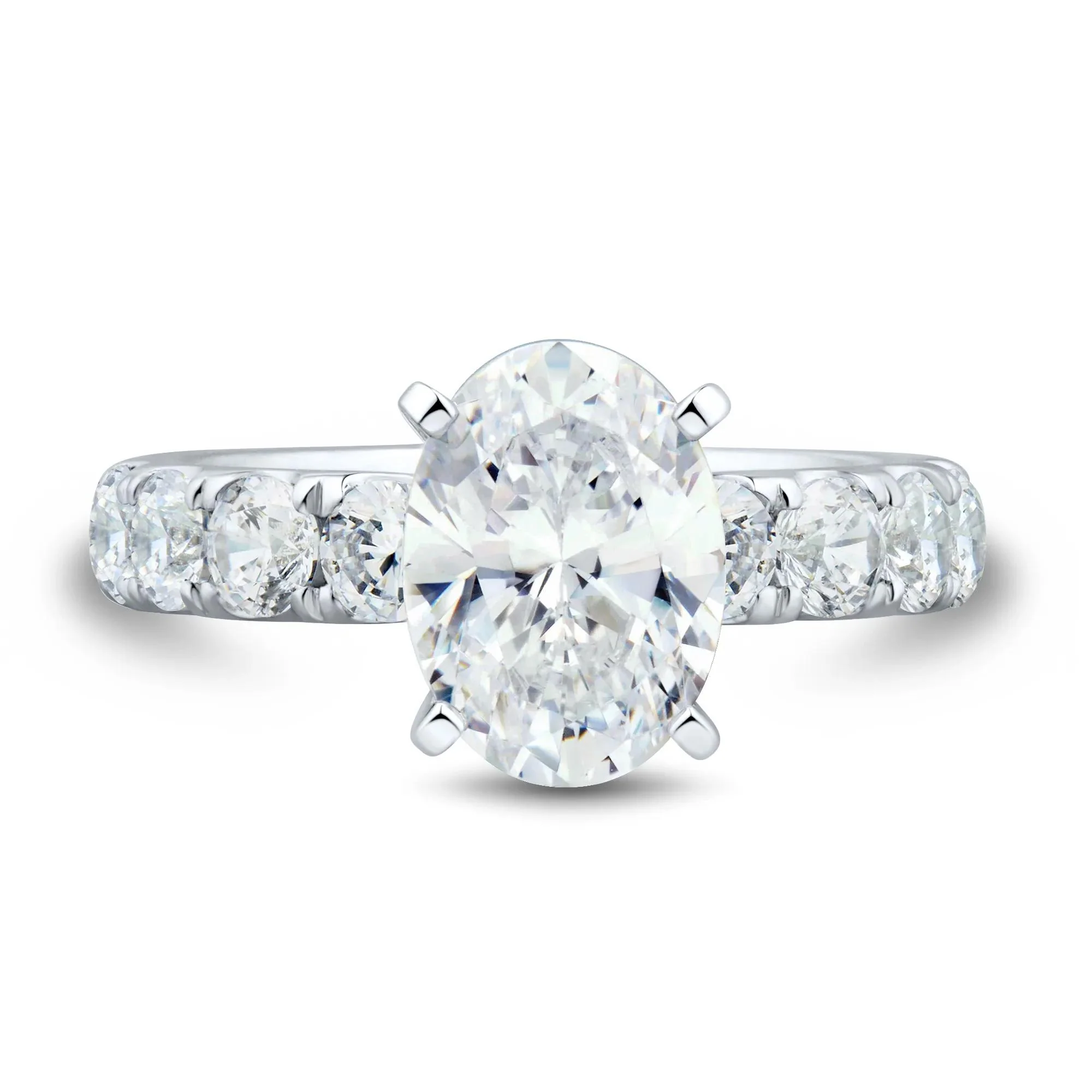4 1/2 CT. Tw. Lab Grown Diamond Oval-Shaped Engagement Ring 14K White Gold Round Brilliant Cut Size 8 2mm - Image 3