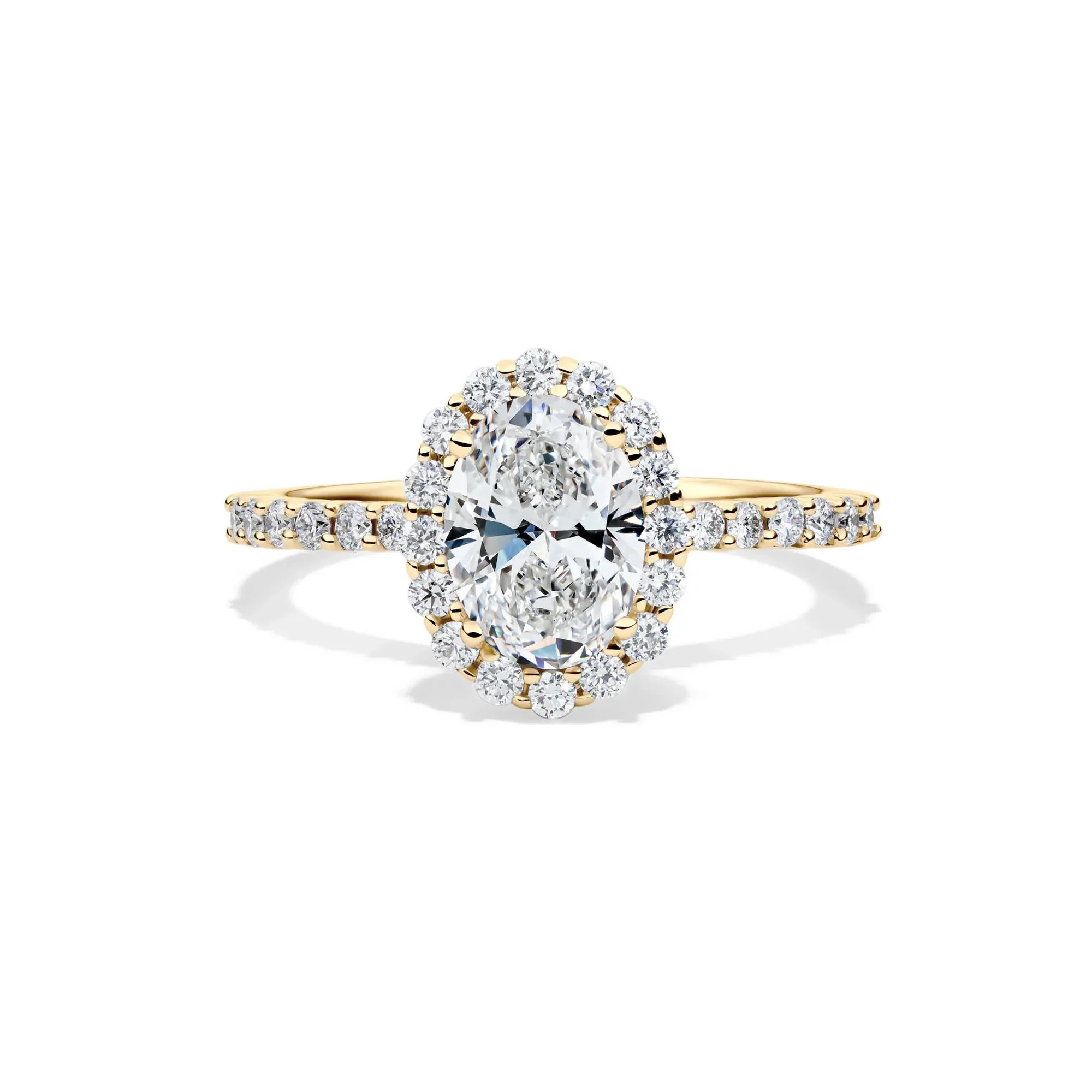 1 3/4 CT. Tw. Lab Grown Diamond Oval-Shaped Engagement Ring 14K Yellow Gold Round Brilliant Cut Size 9 1mm