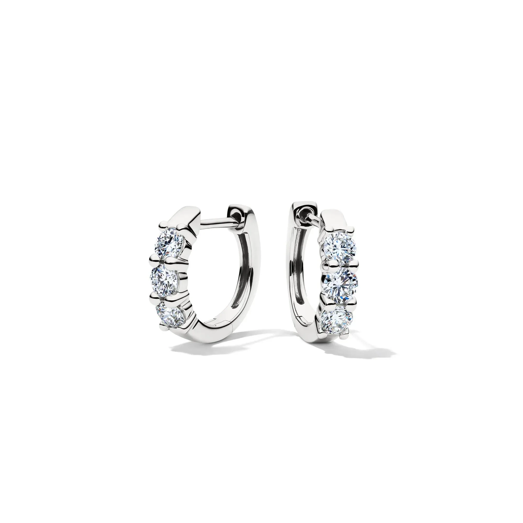 1/2 CT. Tw. Lab Grown Diamond Huggie Hoop Earrings 14K White Gold Size 11.00mm