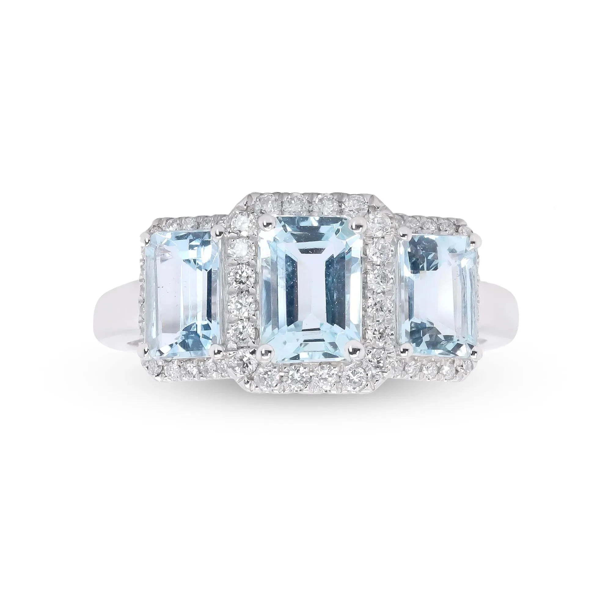 1/4 CT. Tw. Aquamarine and Diamond Ring 10K White Gold Size 6.5