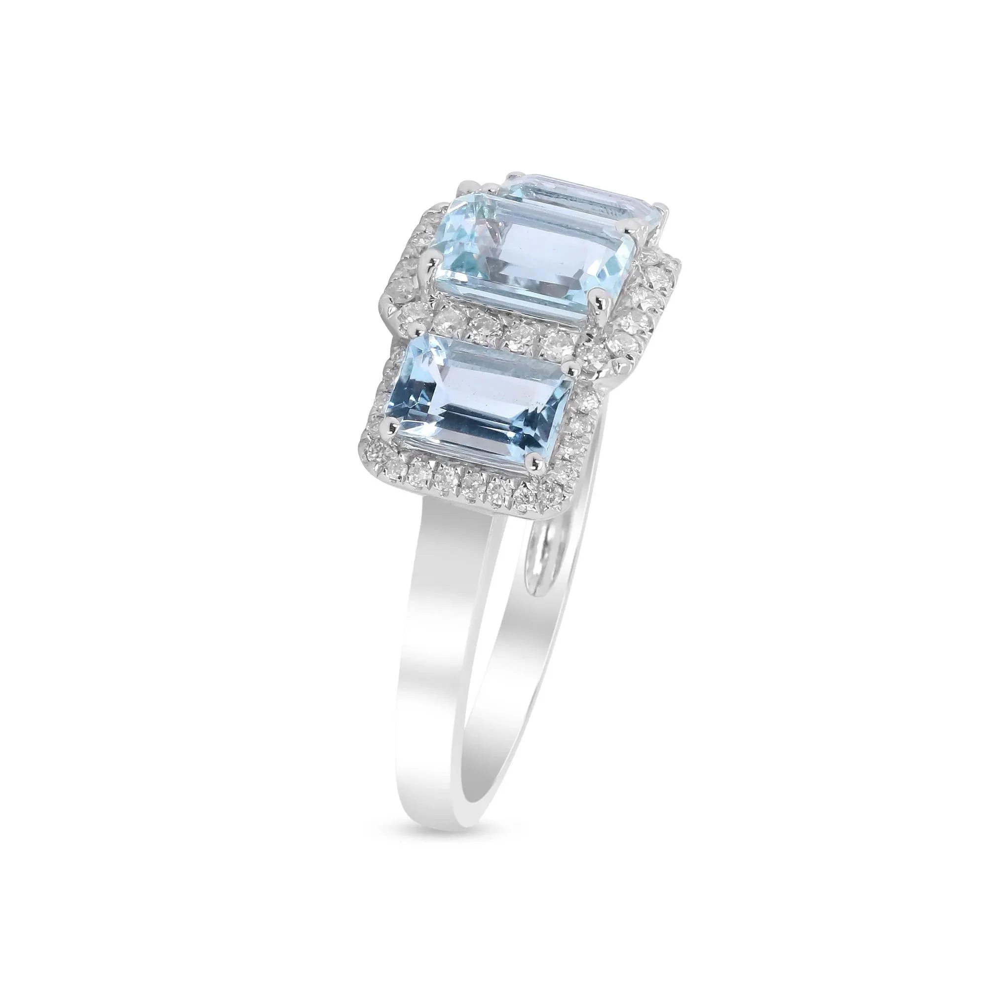 1/4 CT. Tw. Aquamarine and Diamond Ring 10K White Gold Size 7 - Image 4