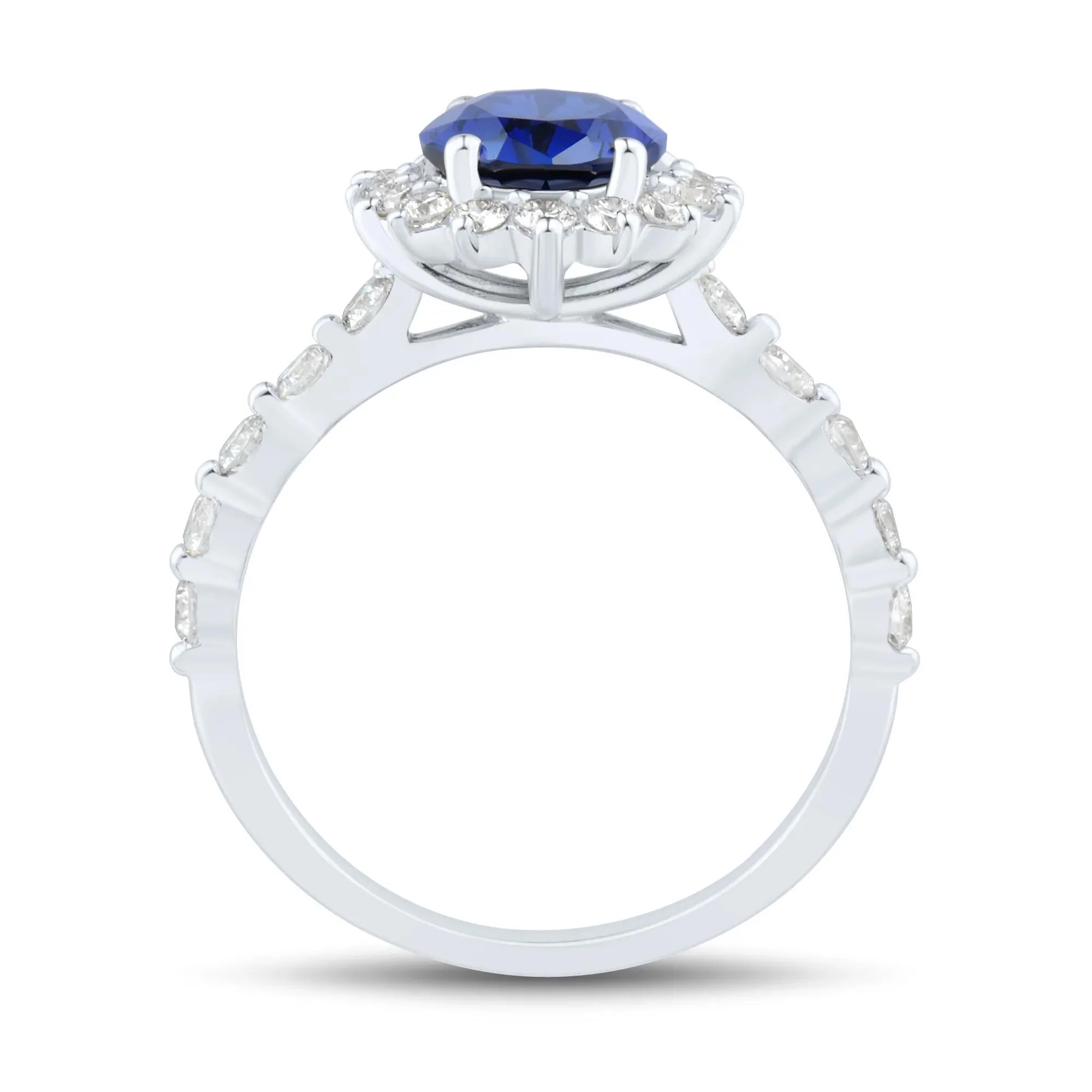5/8 CT. Tw. Lab-Created Blue Sapphire and Lab Grown Diamond Halo Ring 10K White Gold Size 6 2mm - Image 2