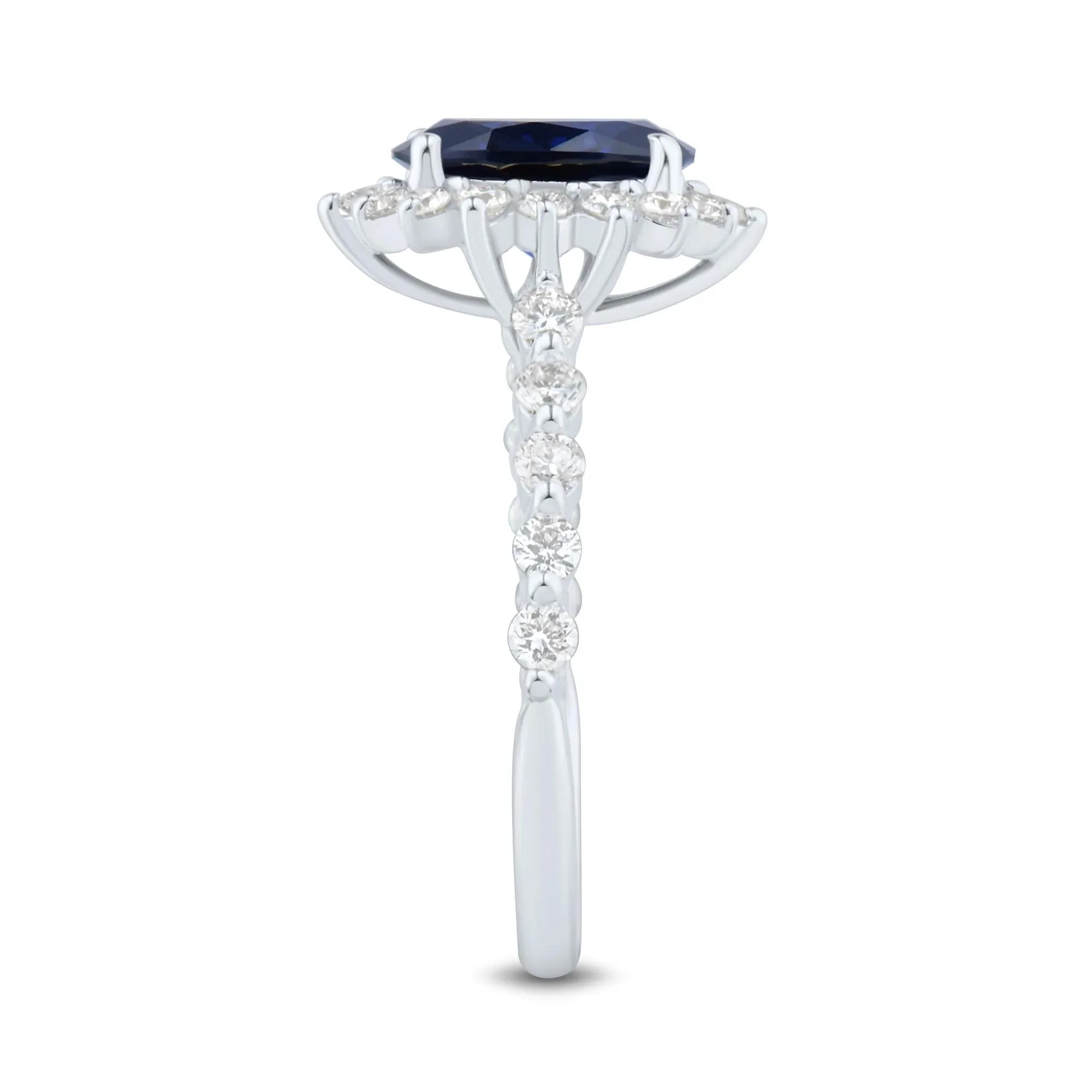 5/8 CT. Tw. Lab-Created Blue Sapphire and Lab Grown Diamond Halo Ring 10K White Gold Size 6 2mm - Image 3