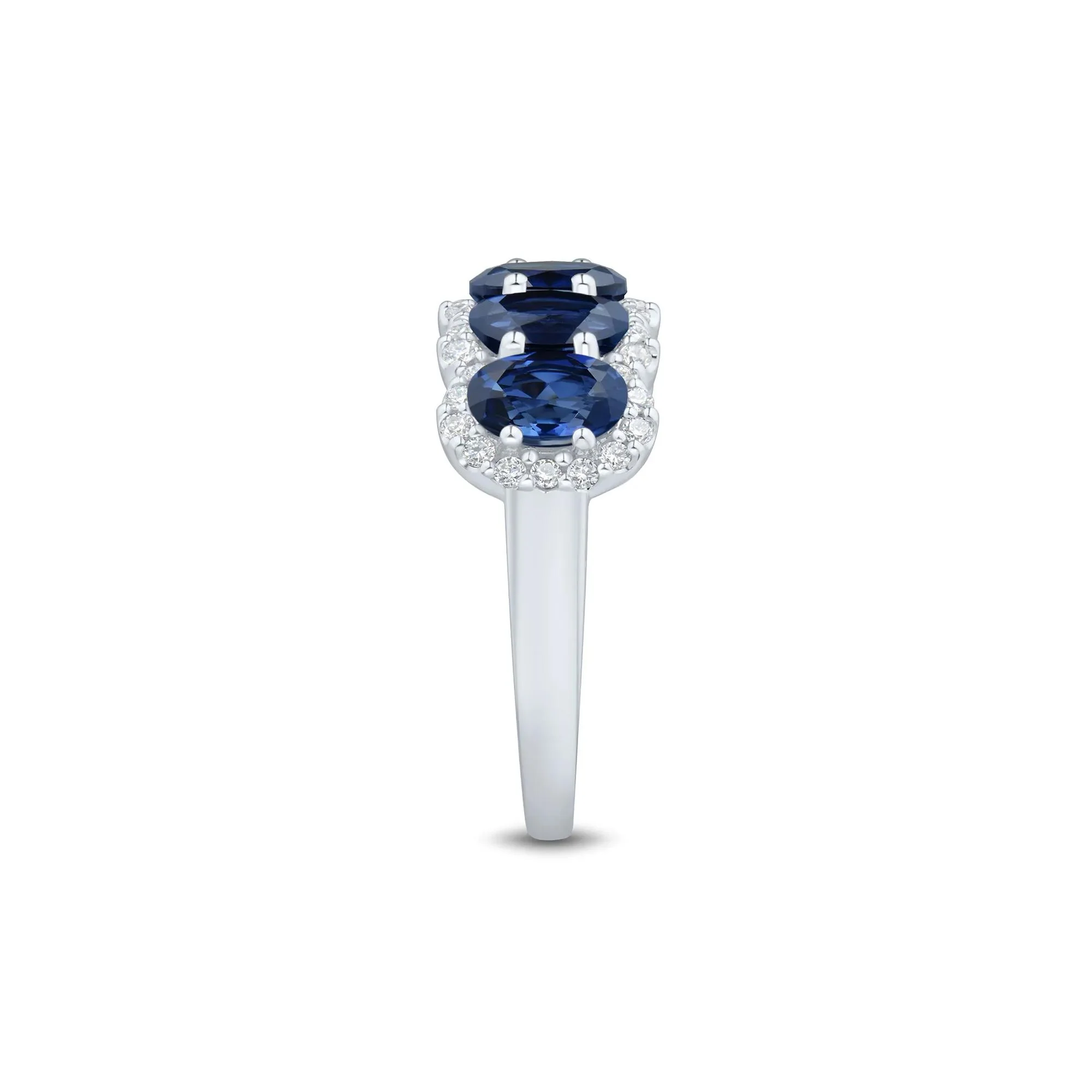 1/3 CT. Tw. Lab-Created Blue Sapphire and Lab Grown Diamond Band Ring 10K White Gold Size 6.5 1mm - Image 3